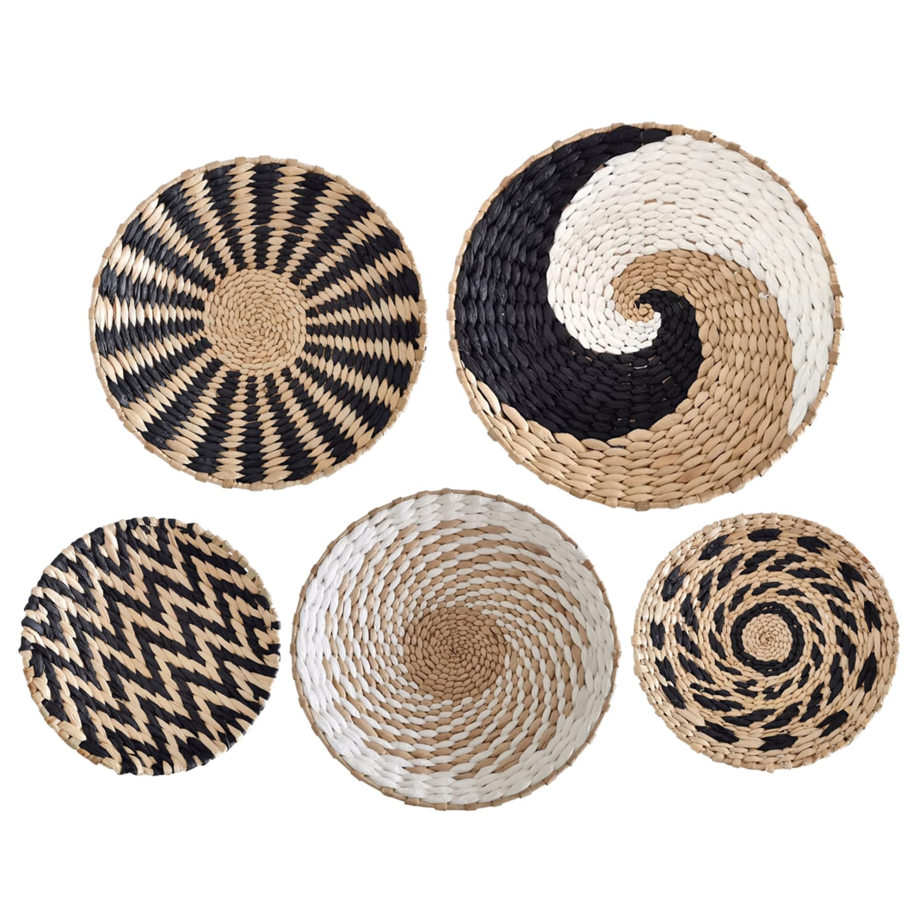 BEAHING Boho Wall Basket Set, 5Pcs Woven Wall Basket Decor, 7.9-11.8 Inch Decorative Farmhouse Hanging Baskets for Home
