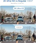 KAWA Dash Cam 3K, Mini Front Dash Camera for Cars, Smart Voice Control, 1620P QHD, Built in WiFi, 24H Parking Mode, Loop Recording, G-Sensor, Night Vision, iOS/Android Mobile App, Support 256GB Max