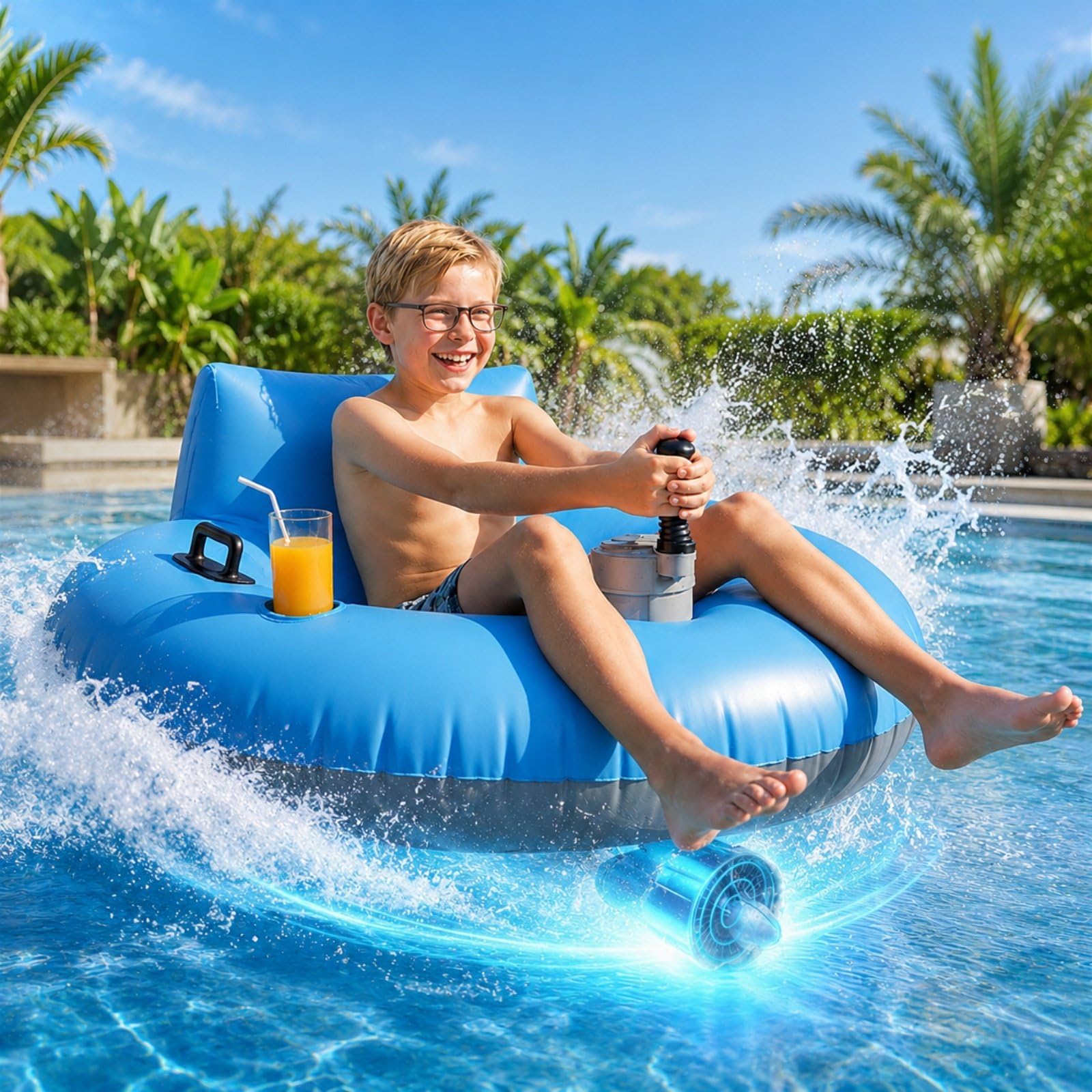 HCAUYNN Electric Pool Lounger, Motorised Float, 50W Drive, 42 x 42 in