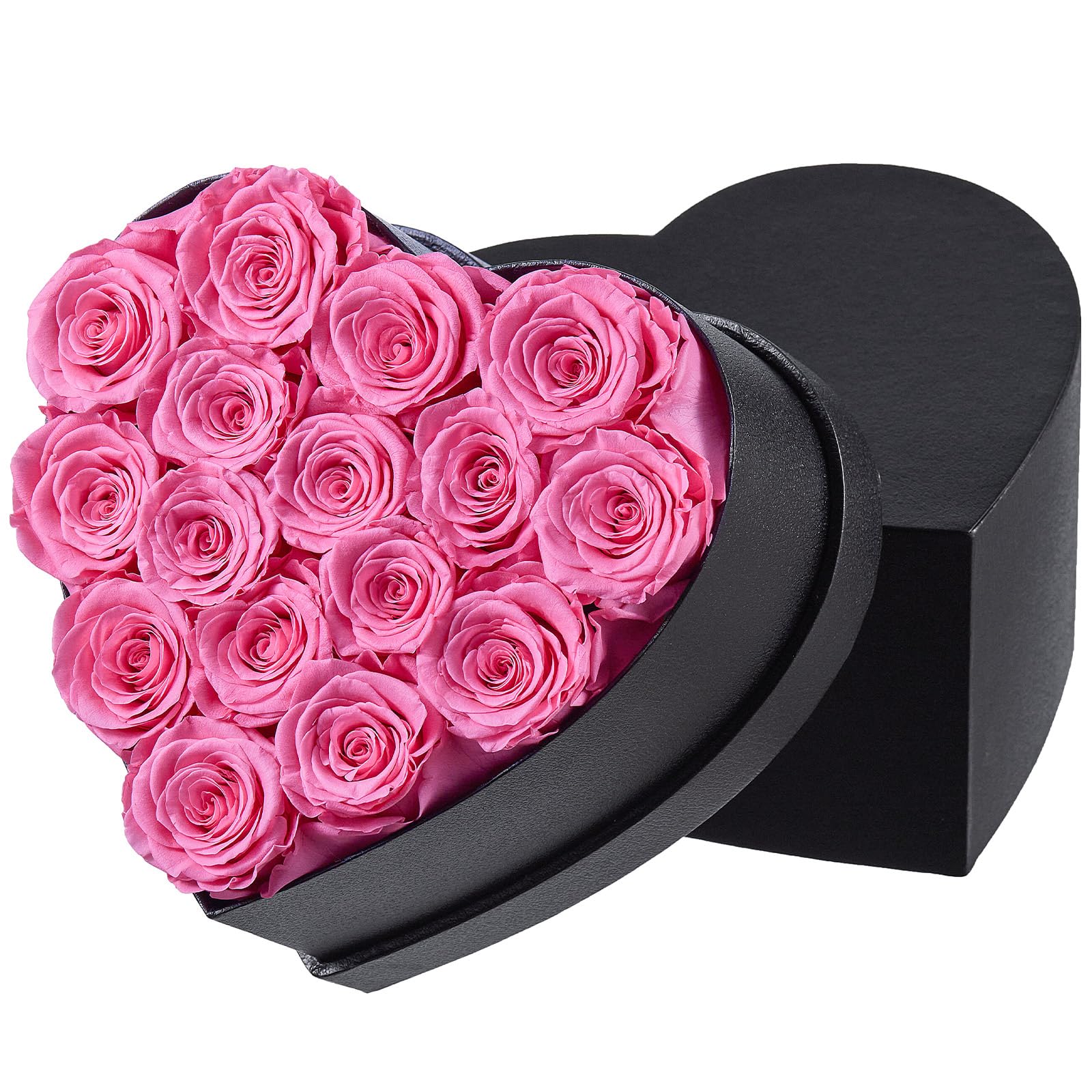 Eterfield Forever Flowers in Heart Shape Box Preserved Roses That Last Over a Year Gifts for Mother Wife Valentines Day Mothers Day, Pink