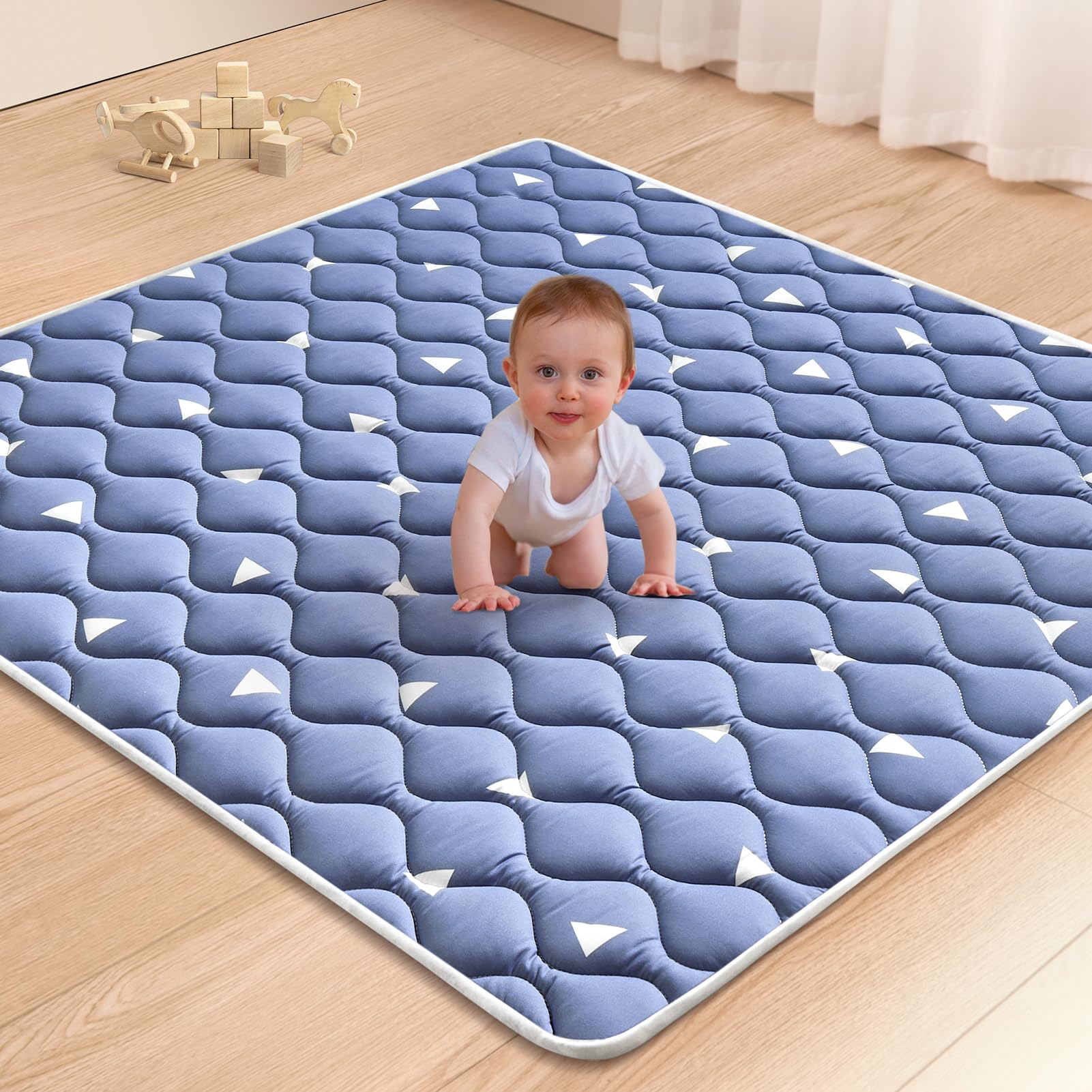 Premium Foam Baby Play Mats for Floor, 50x50 Playpen Mat, Thicken Soft Cushioning Foam Playmats for Infants, Babies, Toddlers, Non-Slip & Machine Washable