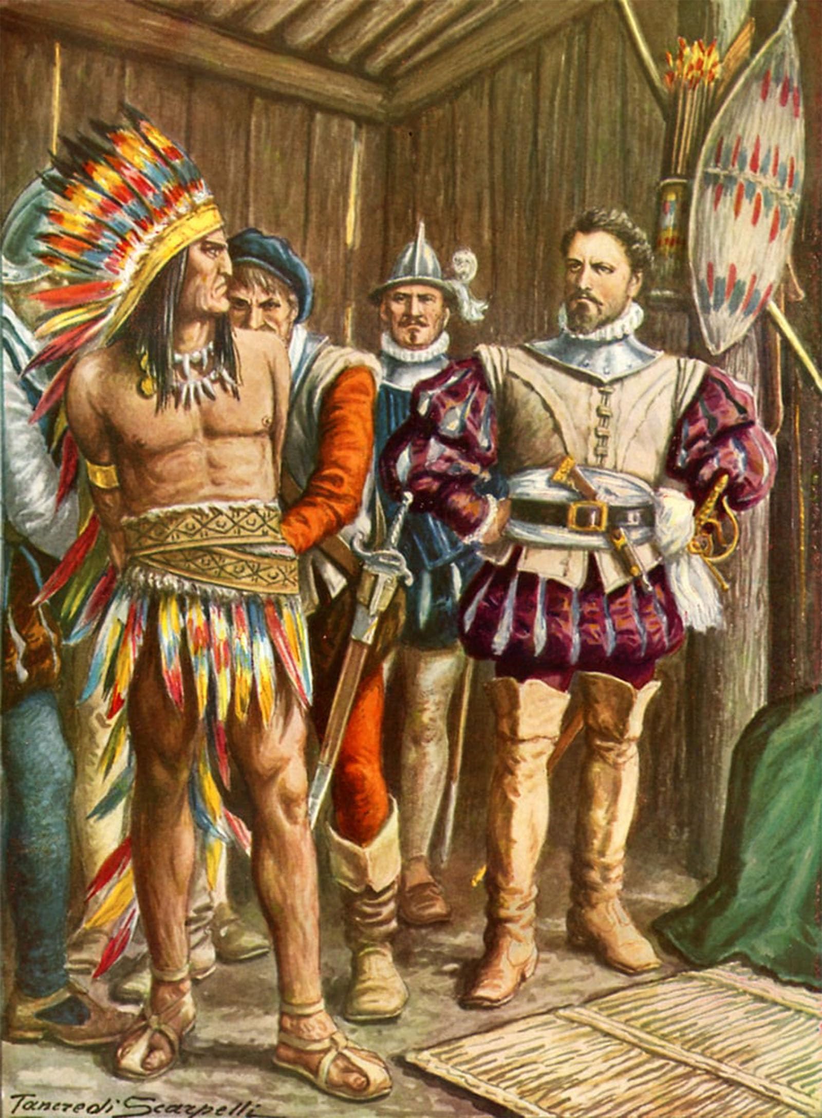 ARTXLXXBN Famous Painting Art Wall Decor Abstract Art Picture Ferdinando Cortes Imprisoning Montezuma by Tancredi Scarpelli Animal Pictures for Home Decor 60x90cm