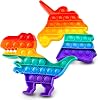 Chuchik Push Pop Bubble Fidget Sensory Toy with Improved Clicking Sound – Fidget Poppers, Bubble Popping Sensory Toy – Premium BPA Free Silicone Poppet Fidget Toy Rainbow Unicorn & Dinosaur 2 Pack