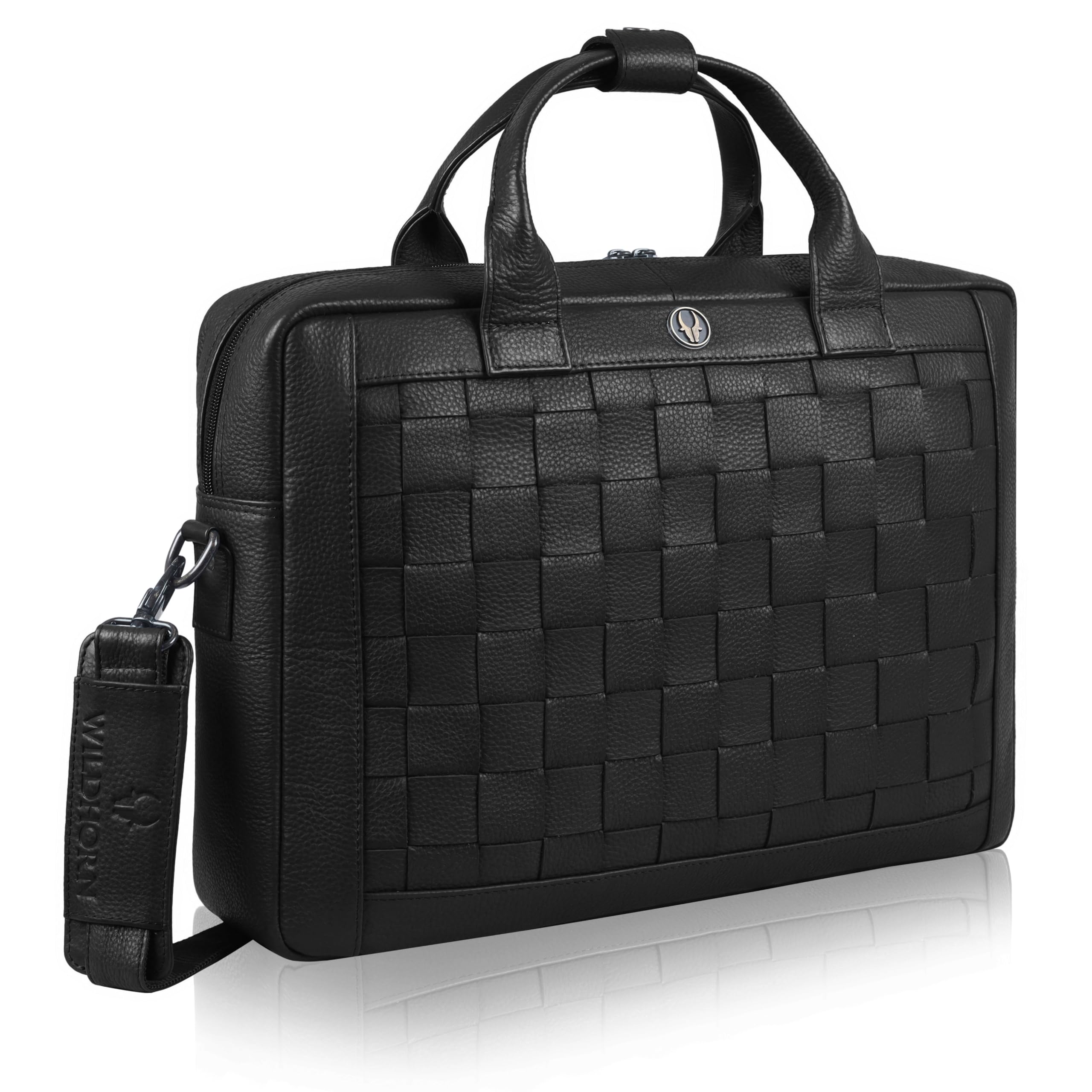 wildhorn Genuine Leather Office Bag for Men – Laptop Bag with Woven Design – Padded Compartment, Fits up to 15.6 Inch Laptop-picture-10