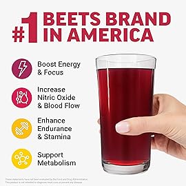 Total Beets Energy Drink Mix 2-Pack, Superfood Beet Root Powder, Nitrates to Boost Energy, Support Circulation, Blood Flow, Nitric Oxide and Stamina, Heart Health Supplement, Force Factor, 60 Servings