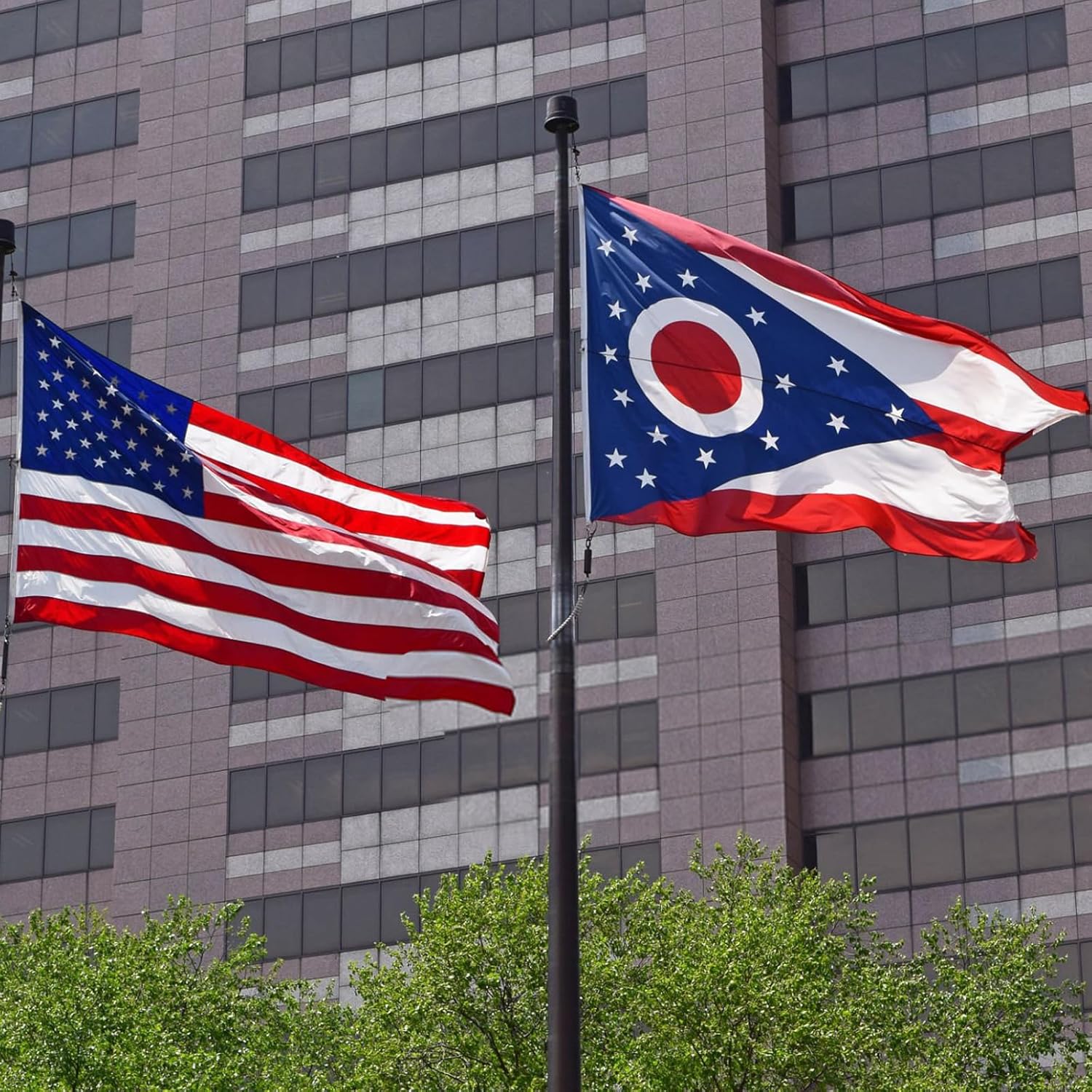 TOPFLAGS Ohio Flag 5x8 Outdoor OH Flag Double Sided Embroidered Longest Lasting Heavy Duty Polyester Stronger Brass Grommets 2 Stitched Hemming Perfect for Outside