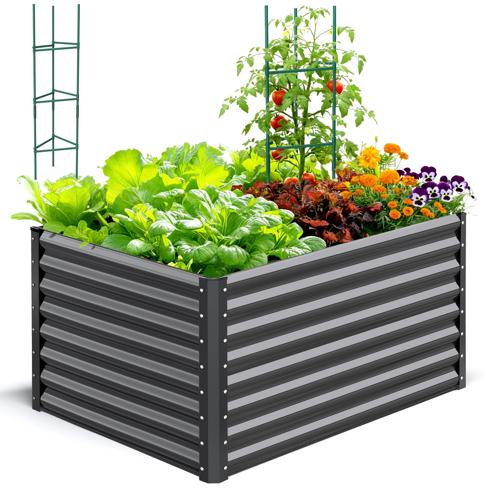 Quictent 4x3x2ft Galvanized Raised Garden Bed