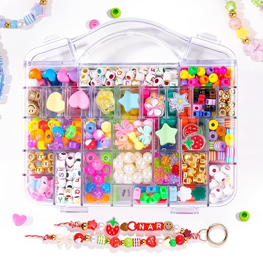 DIY Bag Charm Making Kit Bead Keychain Making Kit Letter Beads for Christmas Party, Family Activity Art Craft Bag Charm for Jewelry Making Supplies Personalized Alphabet A-Z Beads DIY Crafts