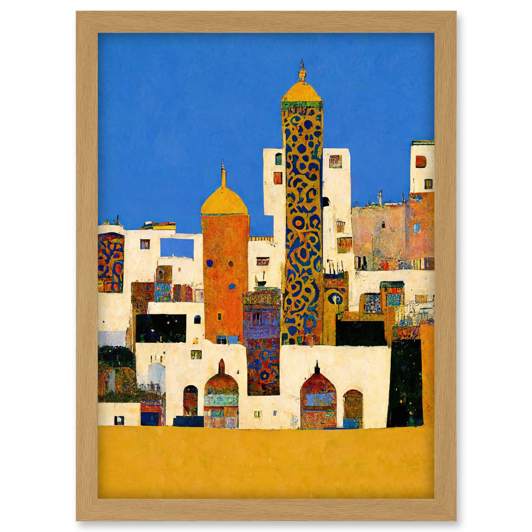 Doppelganger33 LTD Moroccan Cityscape Buildings Klimt Style Bold Artwork Framed A3 Wall Art Print