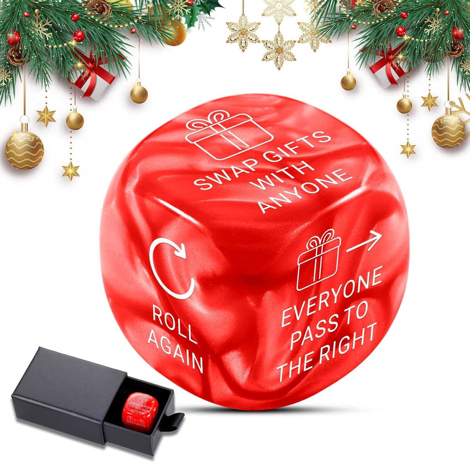 Christmas Games Dice for Women Men Santa Swap Gift Exchange Dice Exchange Dice Games for Adults Christmas Stocking Stuffers White Elephant Gifts Santa Swap Dice Game for Family Party Gag Gift