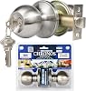 CONSTRUCTOR Chronos Entry Door Knob, Universal Keyed Lock Handle Set Satin Nickel