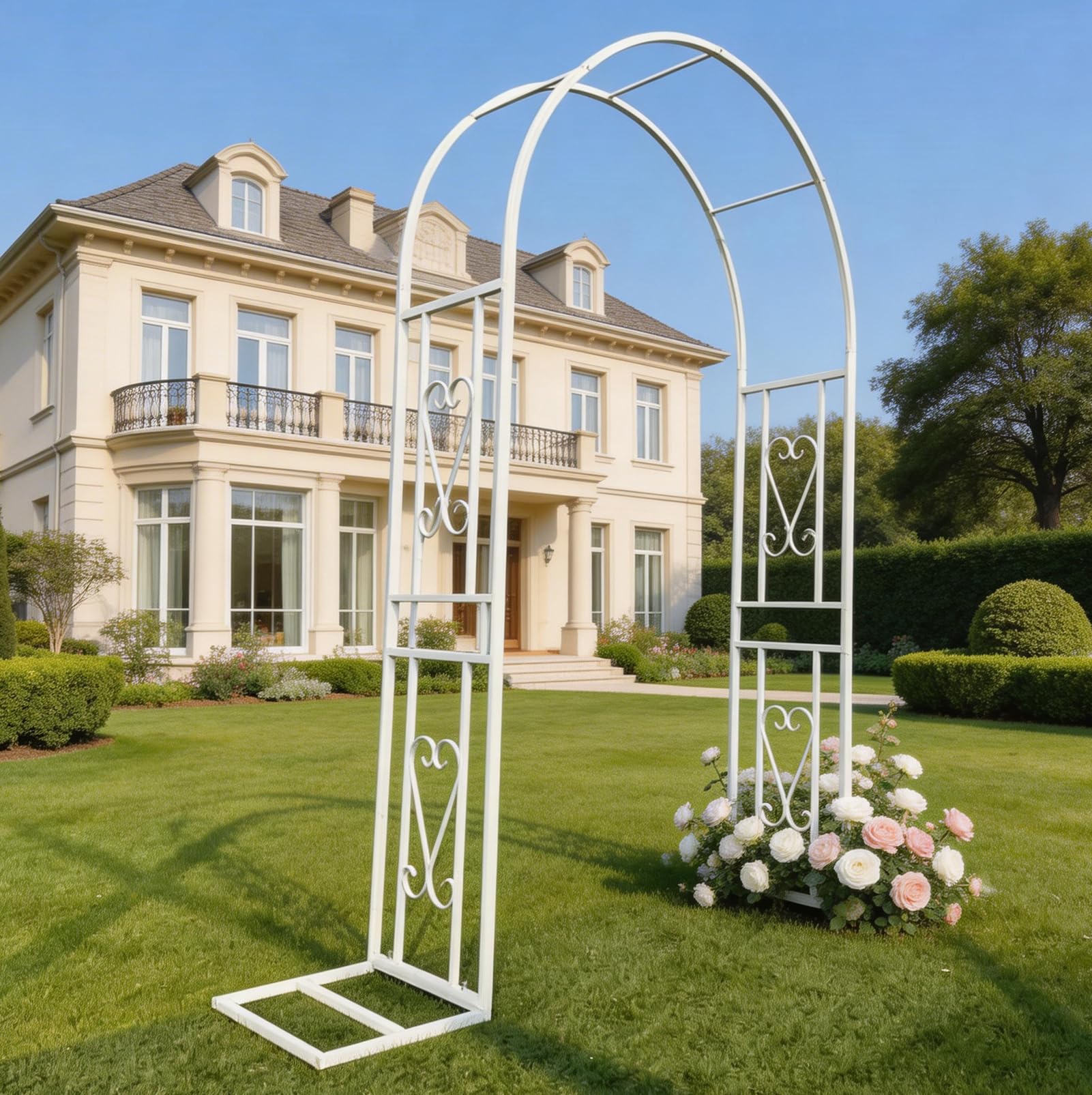 Errtsdb garden arches metal strong, heavy duty garden arches metal strong, Rust Resistant Coating Easy to Assemble No Tools, Garden Decoration Arch,Lawn Arch,White/C/140x40x230cm