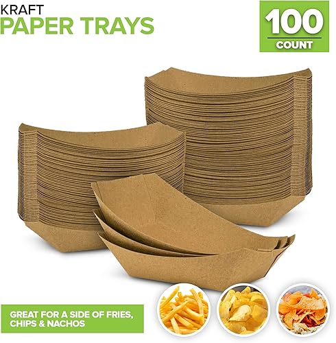 Miniatura 9 de Stock Your Home Paquete de 250 bandejas desechables pequeñas de papel kraft marrón para alimentos, bandeja de concesión de 0.5 libras, botes para