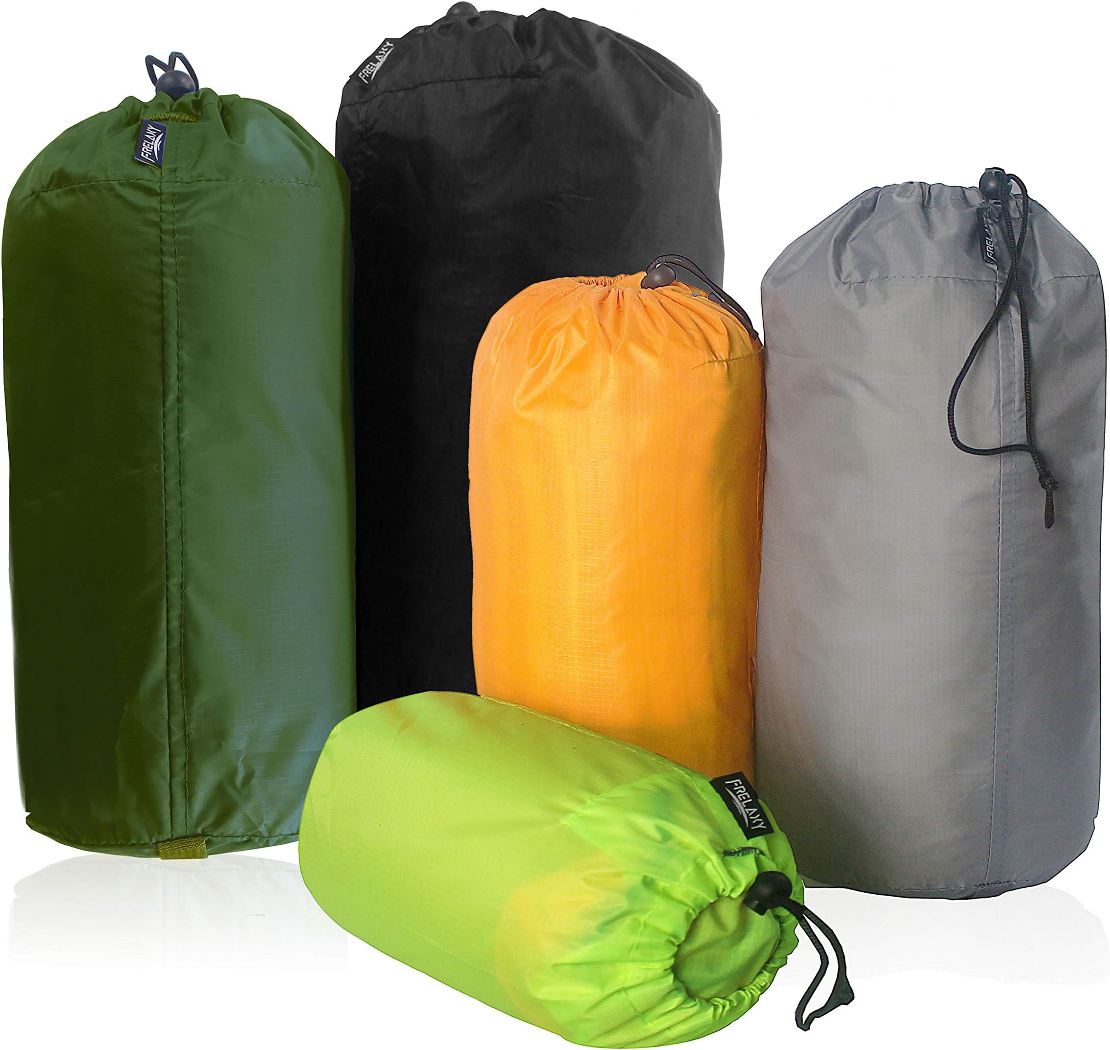 Stuff Sack Set 5-Pack (3L&5L&9L&15L&20L), Ultralight Ditty Bags with Dust Flap for Traveling Hiking Backpacking