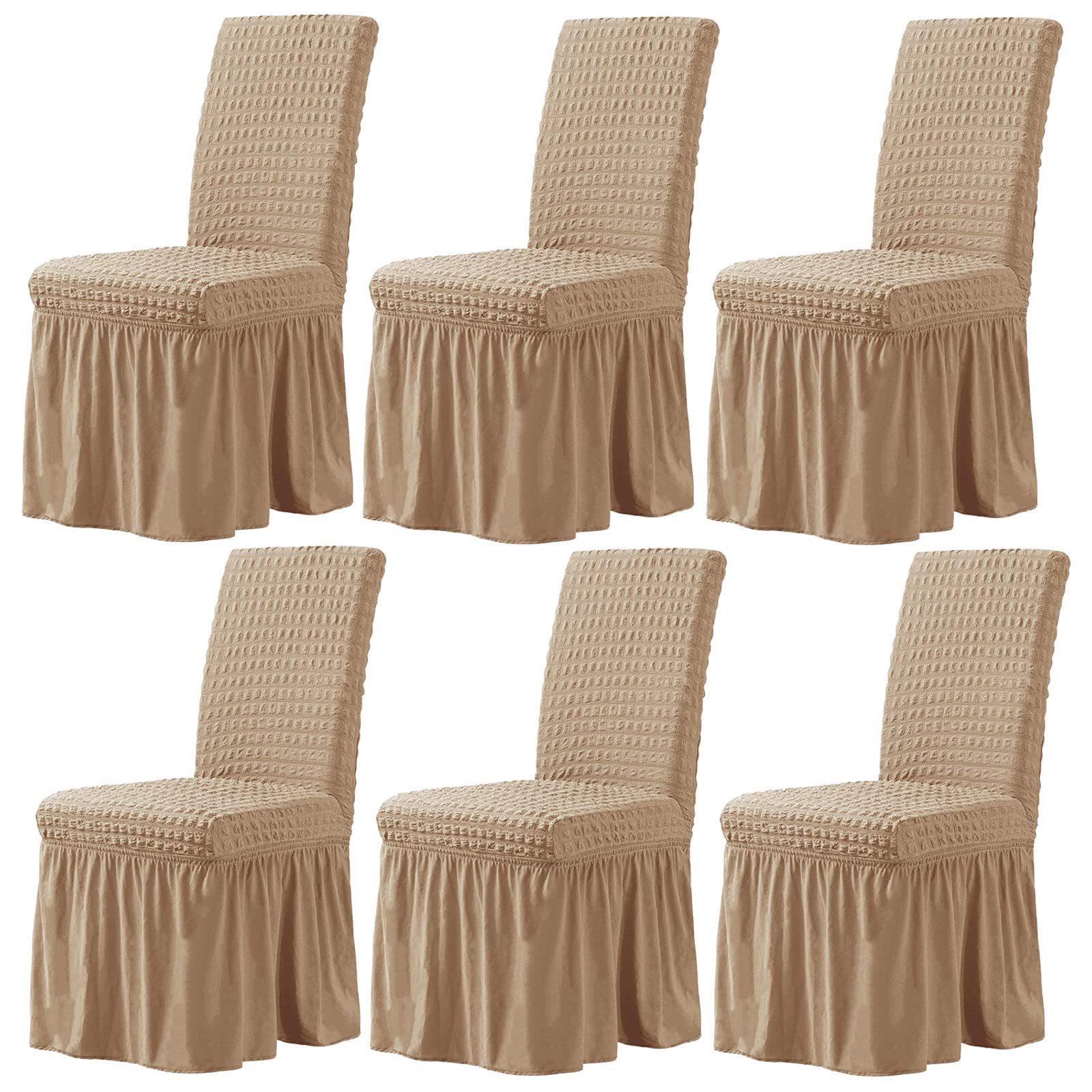 Coprisedie Elasticizzati 6 Pezzi Con Schienale - Grigio, Per Matrimoni, Home Party, Hotel