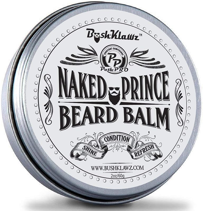 BushKlawz Naked Prince Bálsamo para Barba sem Fragrância, Condicionador sem Enxágue, 62 g