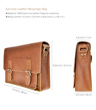 Amazon.com: ZLYC Leather Messenger Bag 15.6 Inch Macbook