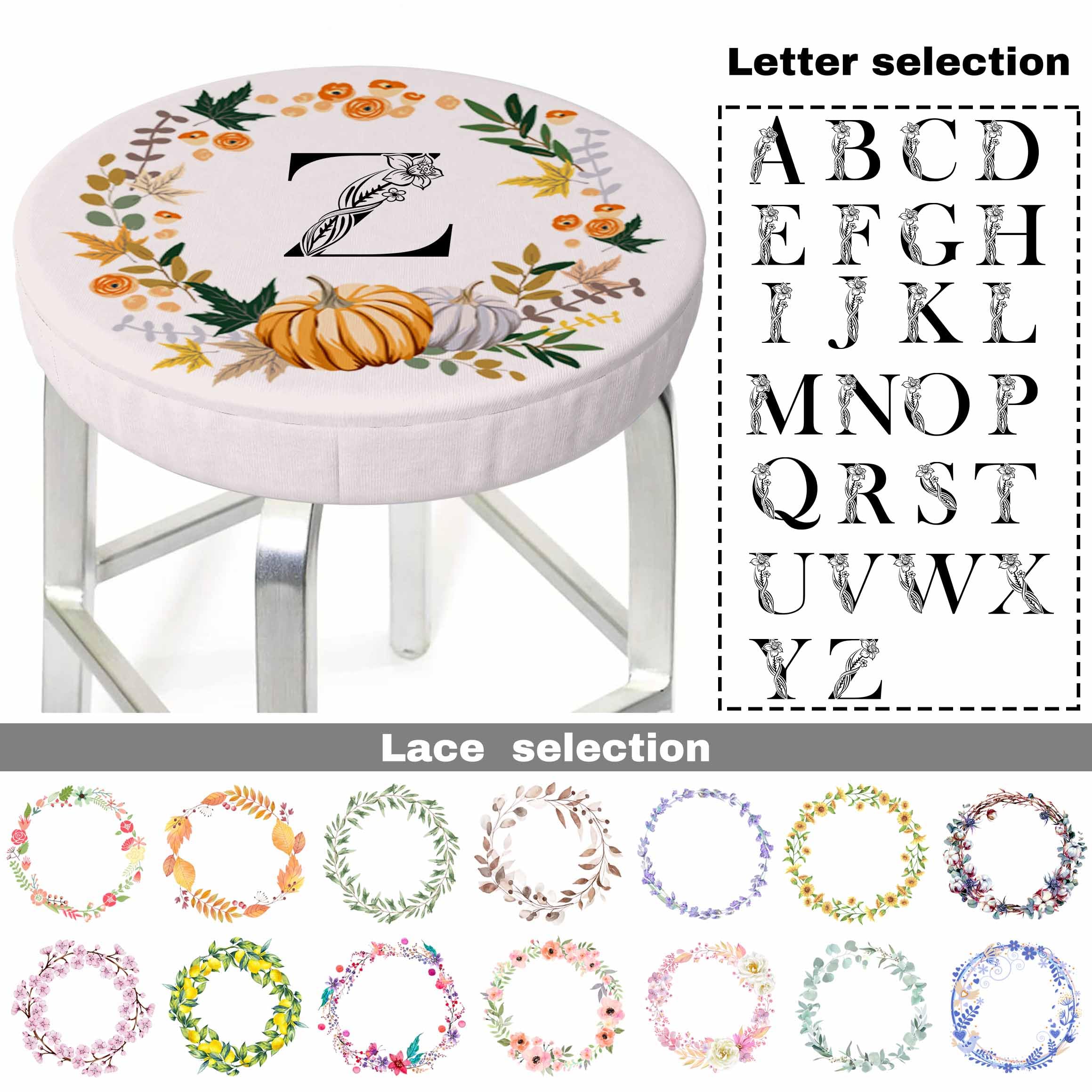 Customized Personalized Round Stool Covers with Photo Text Logo, Stretch St Reteline Machine Washable Round Matt Stool Seat Covers Cushion Slipcover Elastic Soft Velvet Bar Stool Covers 14 Inch