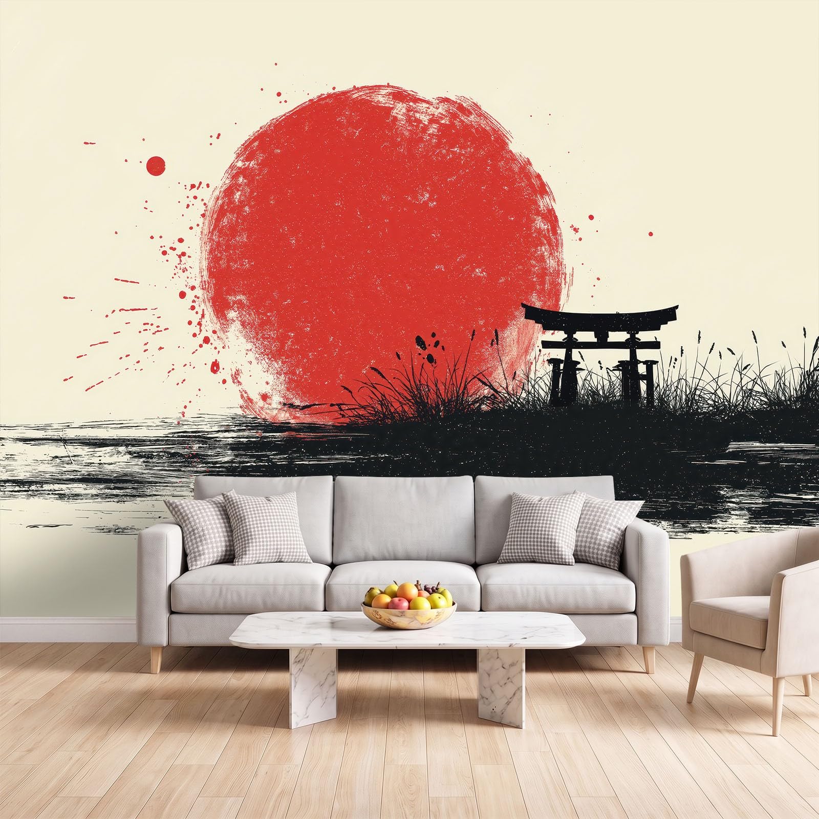 Japanisch Tuschemalerei Pop-Art Orientalisch Fototapete 400 x 280 cm