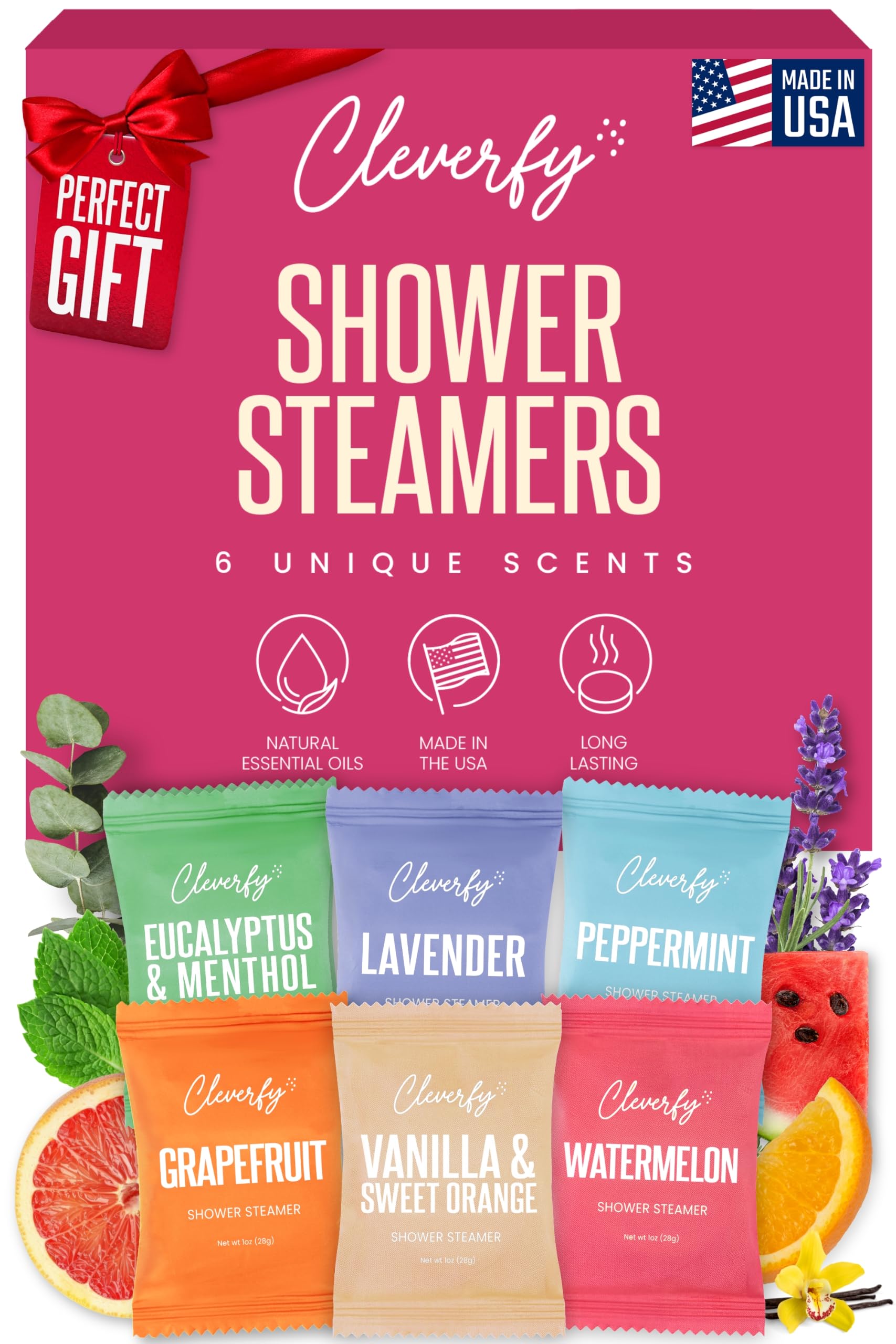 Cleverfy Shower Steamers Aromatherapy Gifts for Teen Girls, 6 Tablets
