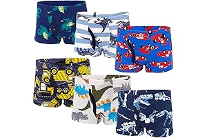 Boys Dinosaur Boxer Briefs 100% Cotton Underwear, 6-10-Pcs Random Pattern
