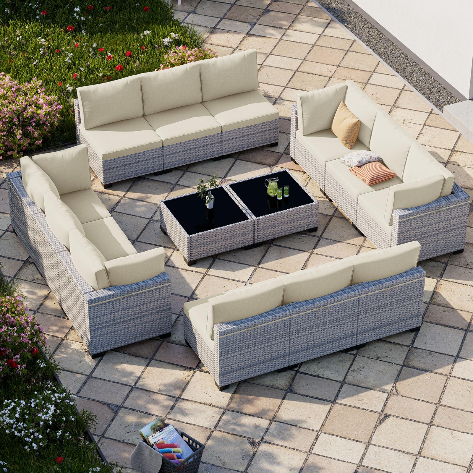 Outdoor PE Wicker Rattan Modular Patio Sectional Sofa Set