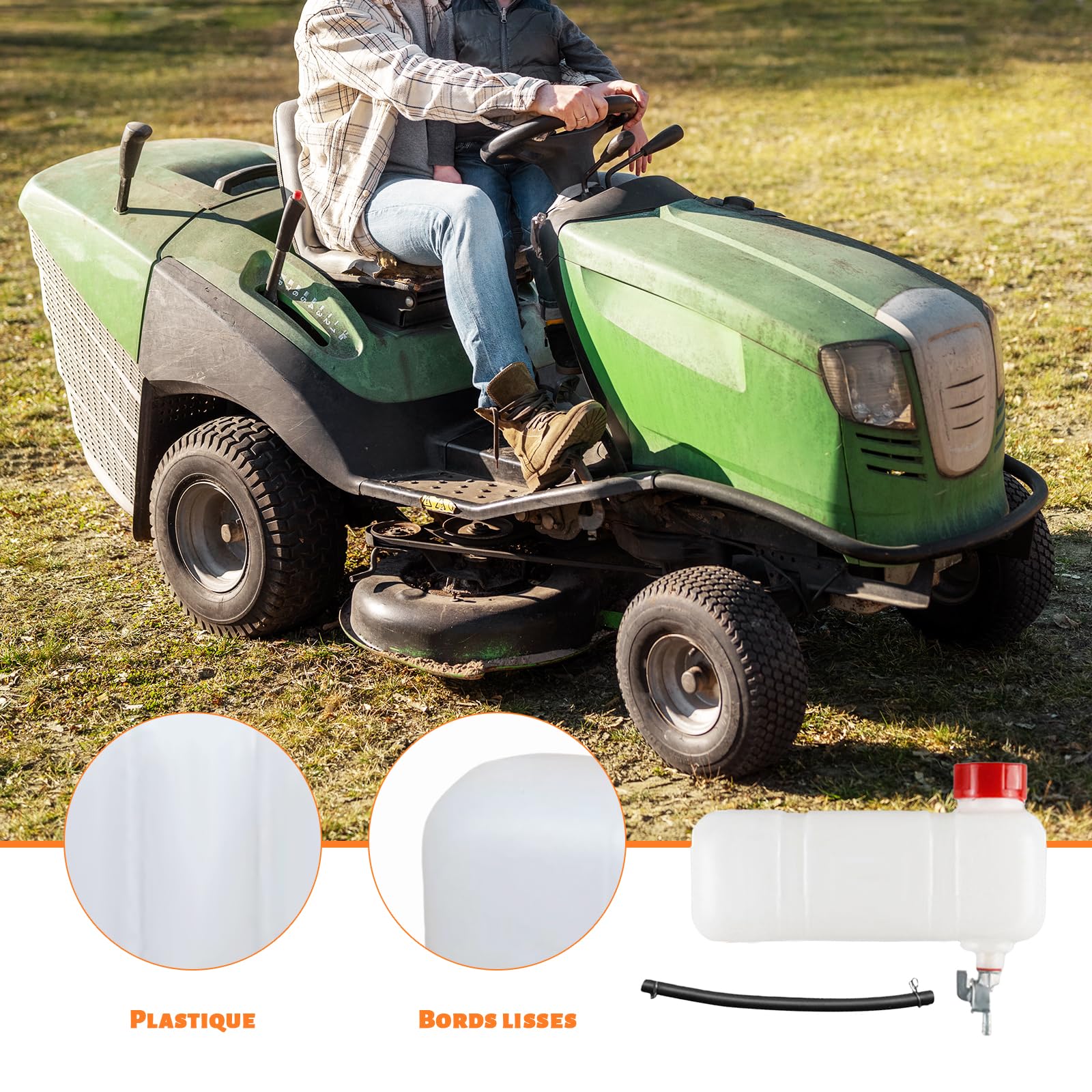 F Fityle Réservoir de Carburant pour Tondeuse, Ensemble de Réservoir de Carburant, Bouteille de Mélange, Pot d'Huile de Moteur à Essence avec Robinet pour 1E40F 1E43F 445F, avec 1 Tuyau d'Huile