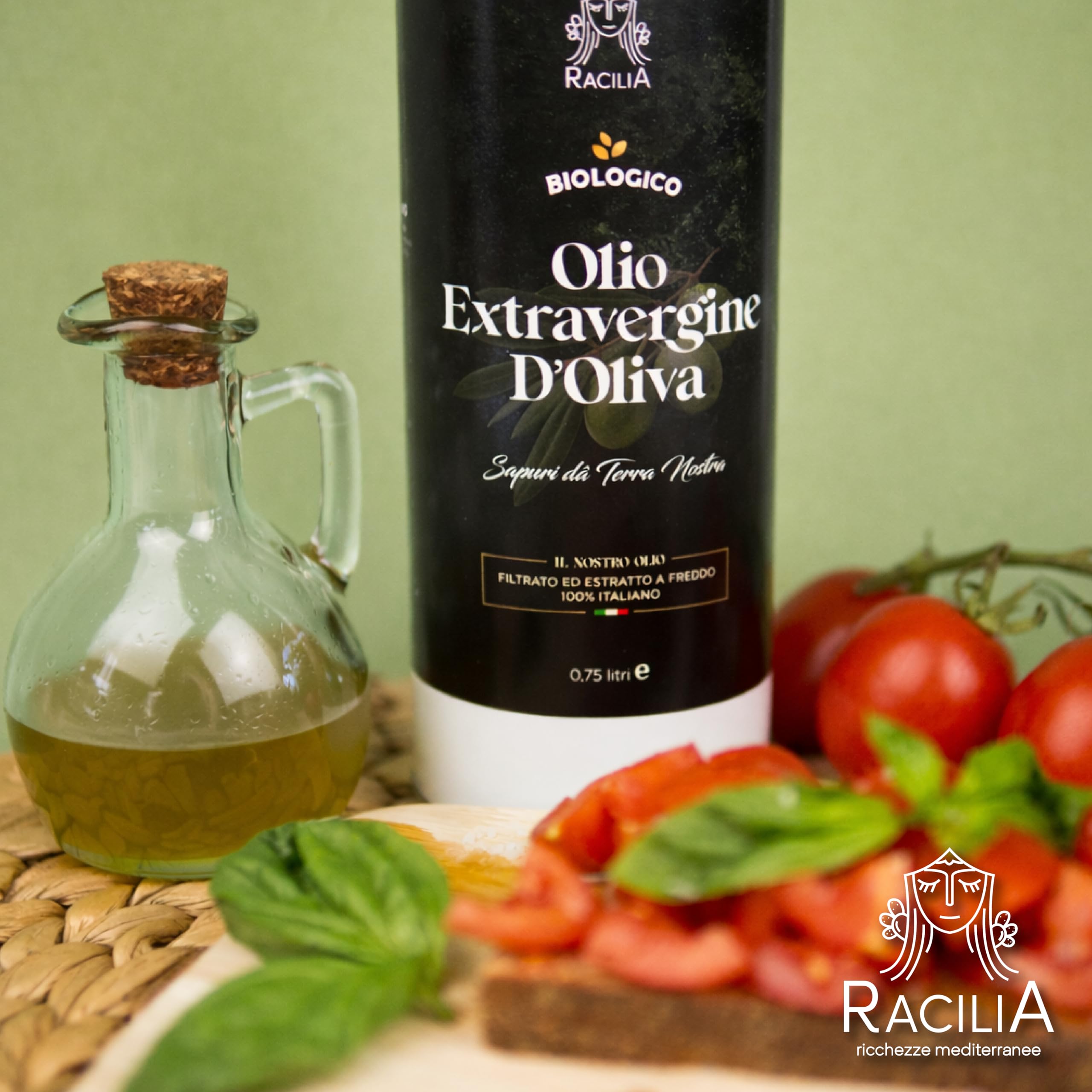 RACILIA Aceite de Oliva Virgen Extra Ecológico - Aceite AOVE Bio 100% Italiano, Prensado en Frío - 5 Litros