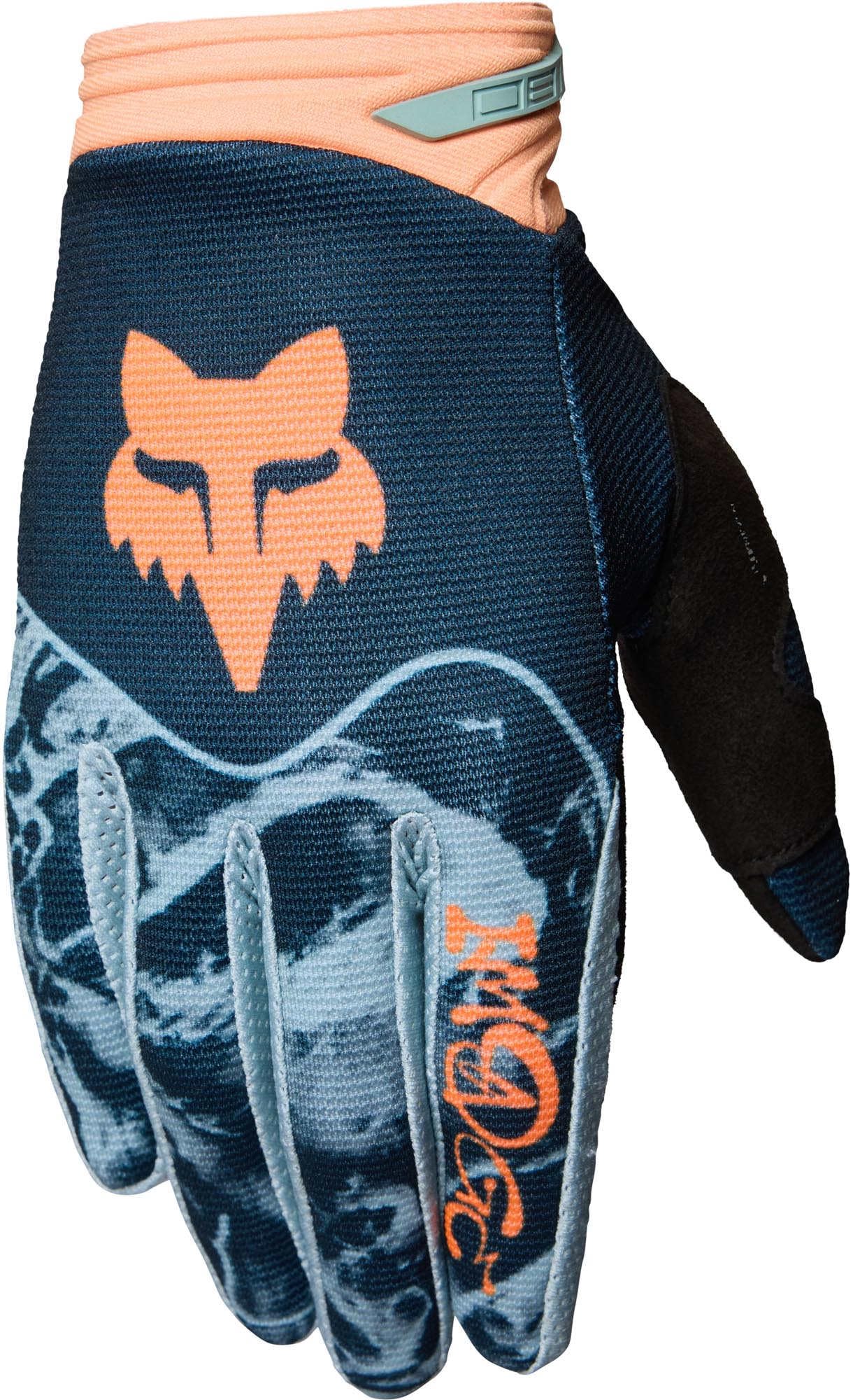 FOX 180 Image Print Guanti da motocross, blu/arancione, L