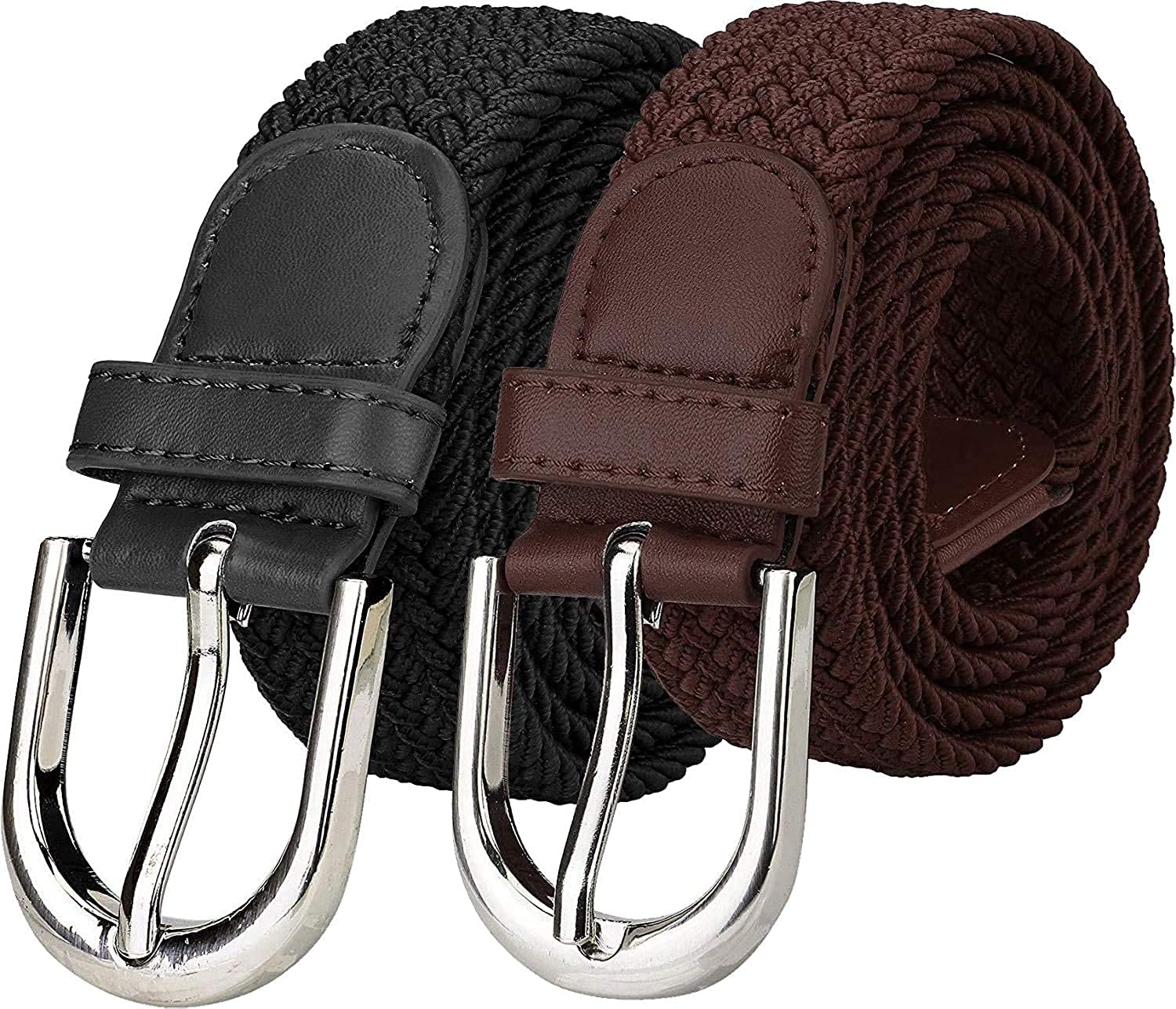 Stretchable Braided Cotton Belt for Women,Ladies Belt, Black Brown Color Combo of 2 Pack Free Size Fit on Upto 26 to 32Inch Waist-image-16