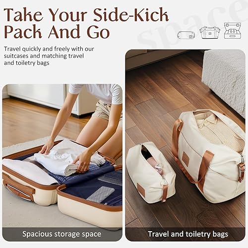 Miniatura 6 de Coolife Juego de maletas de equipaje Set de 3 maletas de equipaje Maletas de cabina con exterior rígido con bloqueo TSA y ruedas giratorias, Rosa,