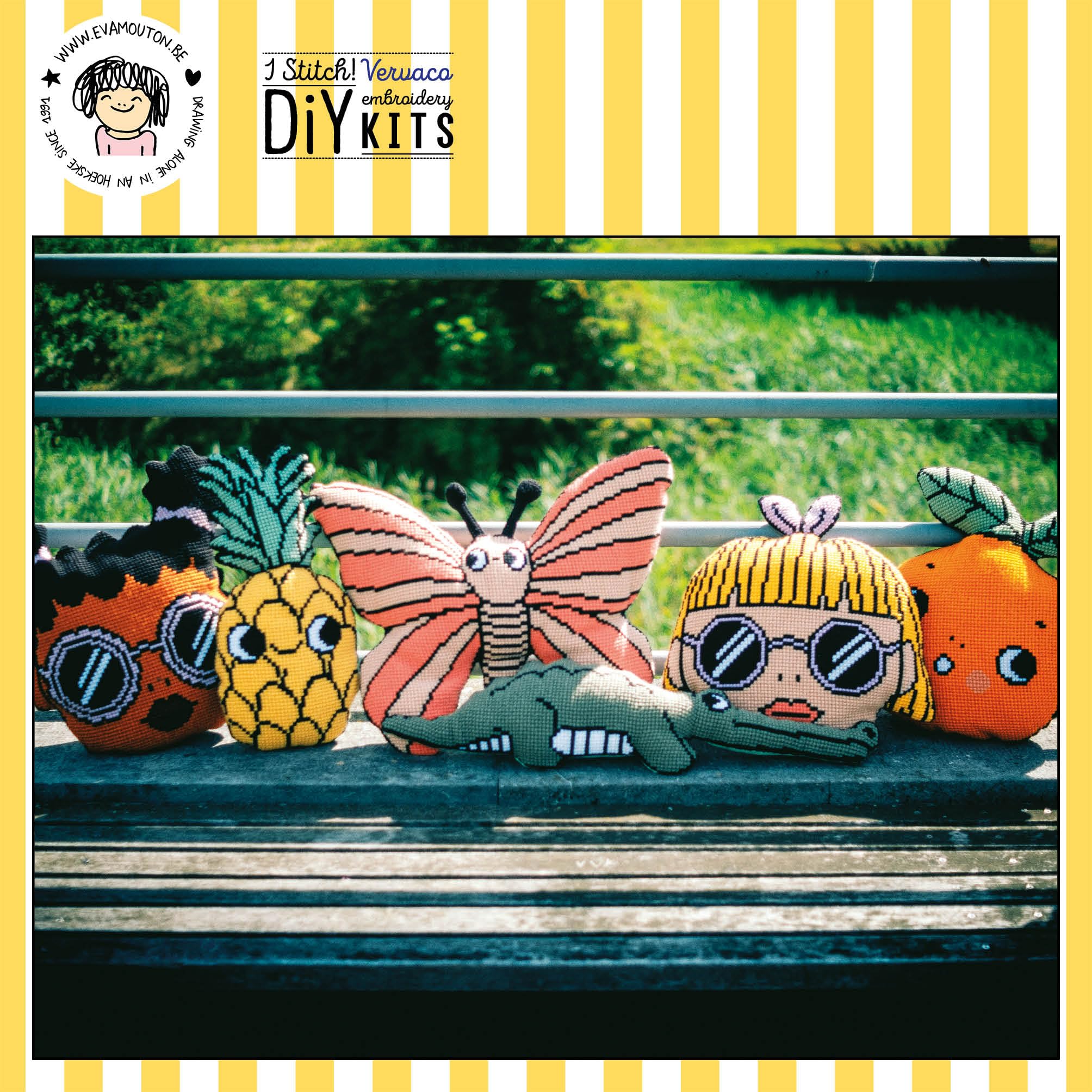 Vervaco Kreuzstich Stickpackungen Kissen Stickerei Set mit Kissenrücken Anfänger Vorgedruckt Ananas DIY Set Kreativ Set Für Erwachseneca. 28 x 55 cm Bastelset Handwerker Haus Dekoration