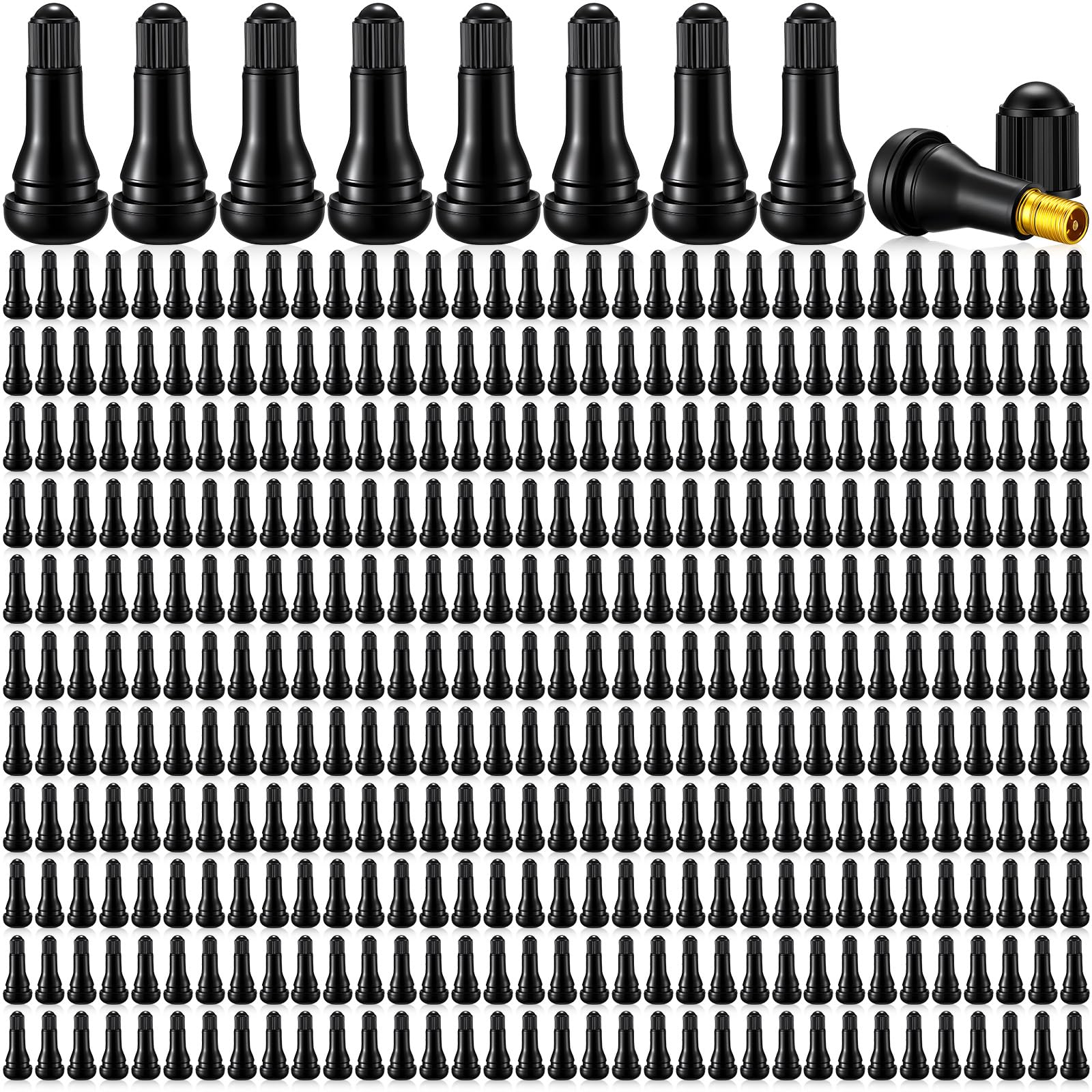 Tallew 600 Pieces TR413 Tire Valve Stems, Rubber Snap-in Tubeless, Black