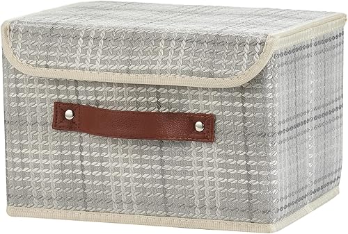 Miniatura 32 de Cajas de almacenamiento con tapa, contenedores de almacenamiento de tela de lino y algodón, contenedores organizadores, cestas decorativas plegables