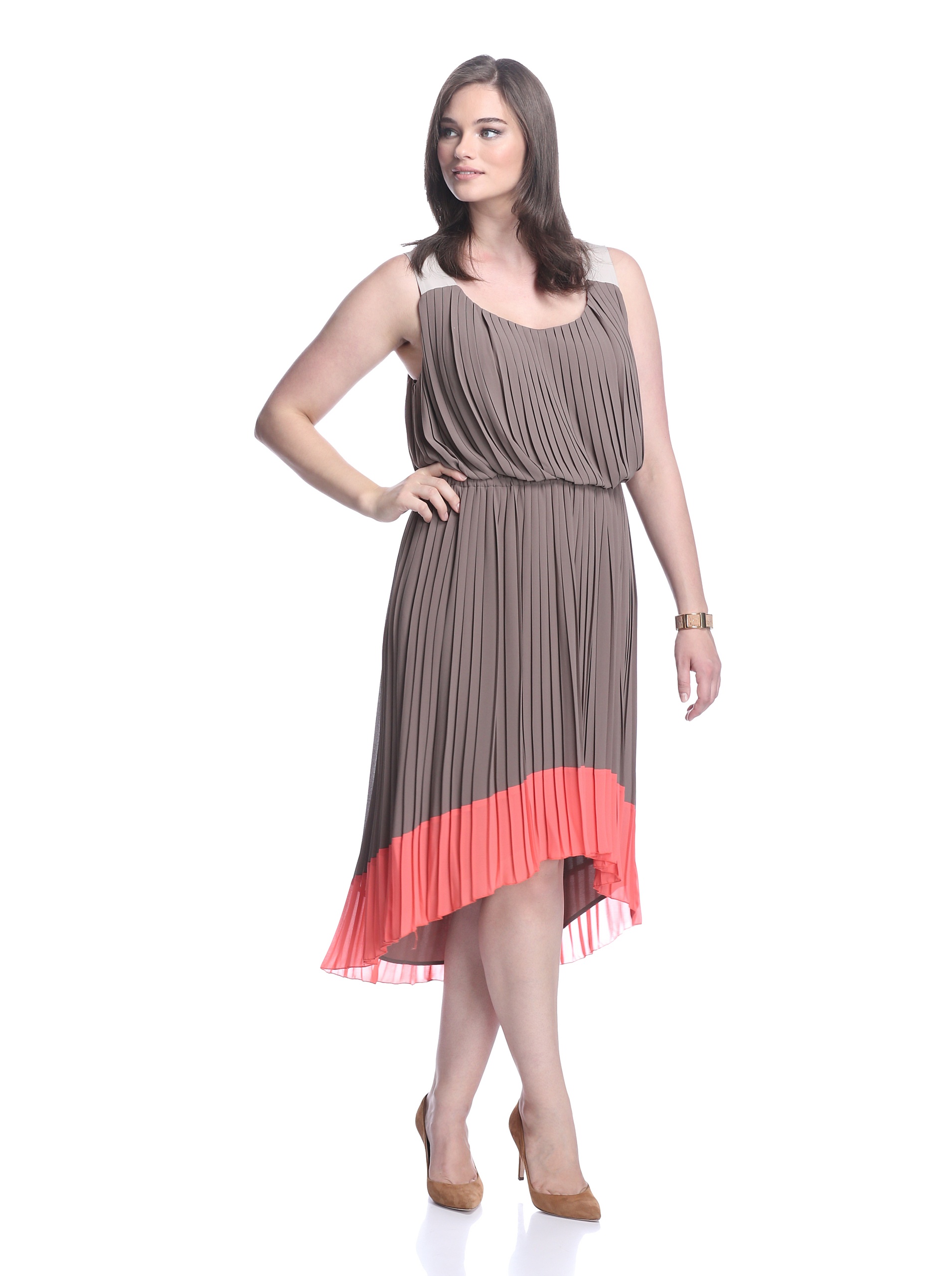 Jessica Simpson Women's Plus Size Pleated Colorblock