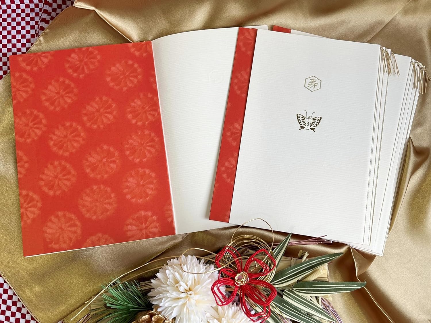 Q-FLA 835100 Table Set for Weddings, Outer Covers, Inner Covers, Ribbons, Set of 10 Each, Bowknot, Place Cards, Parties, Handmade, Wedding Bridal