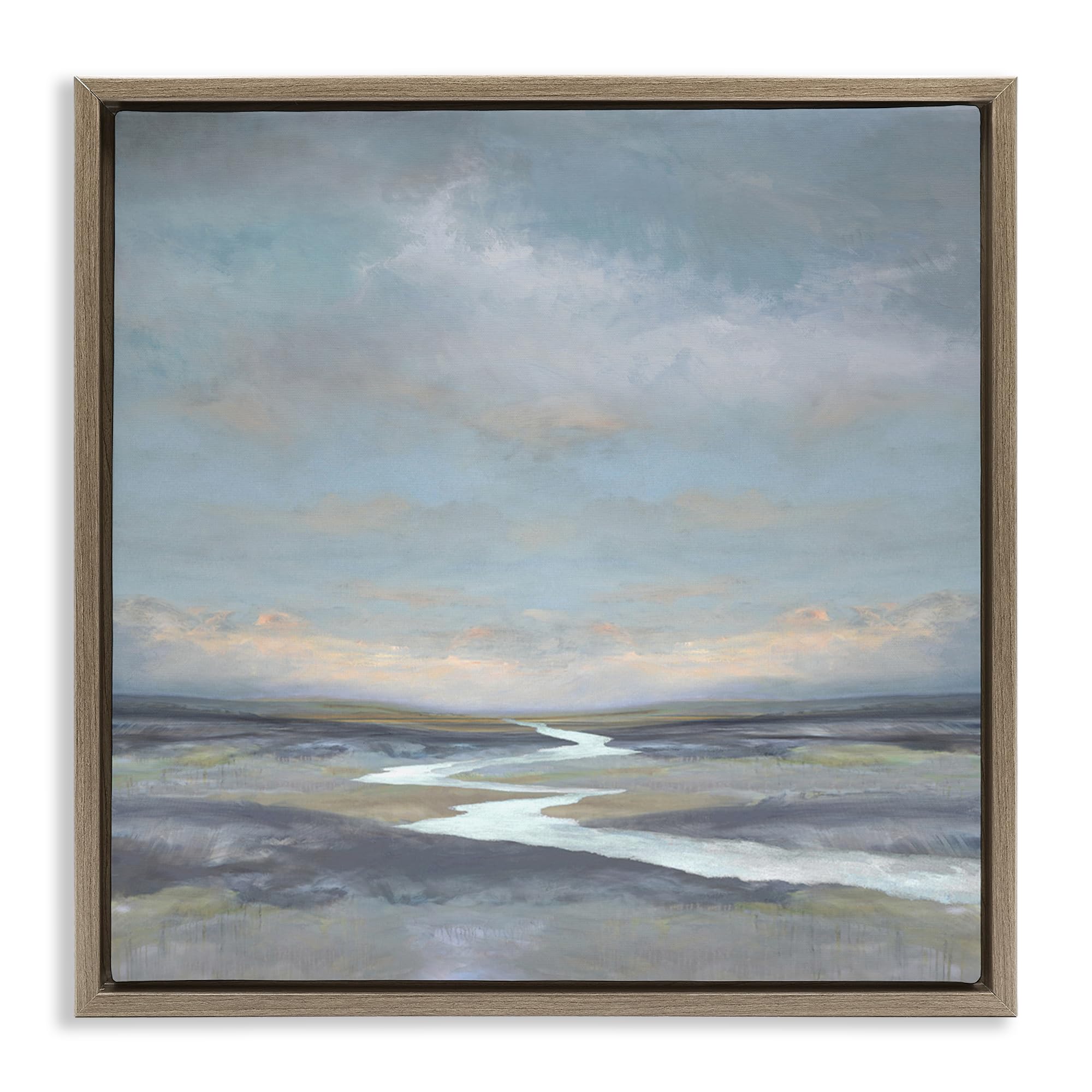 'Riverbend Misty Atmosphere'| Floating Frame Canvas Art