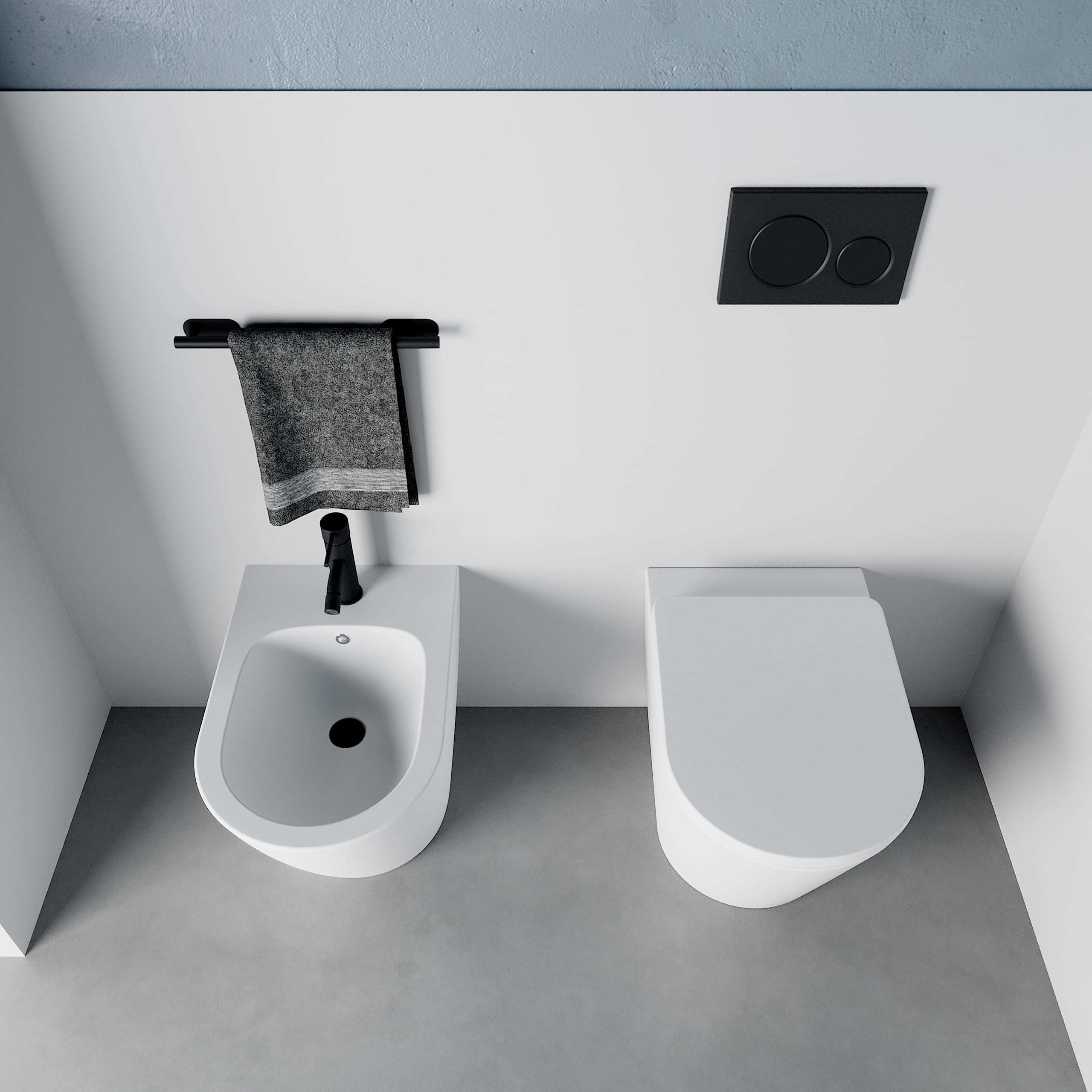 Sanitaria de cerámica filomuro blanco mate jarrón sin rimless bidé asiento suave cierre de cierre ralentizado mod. Viena