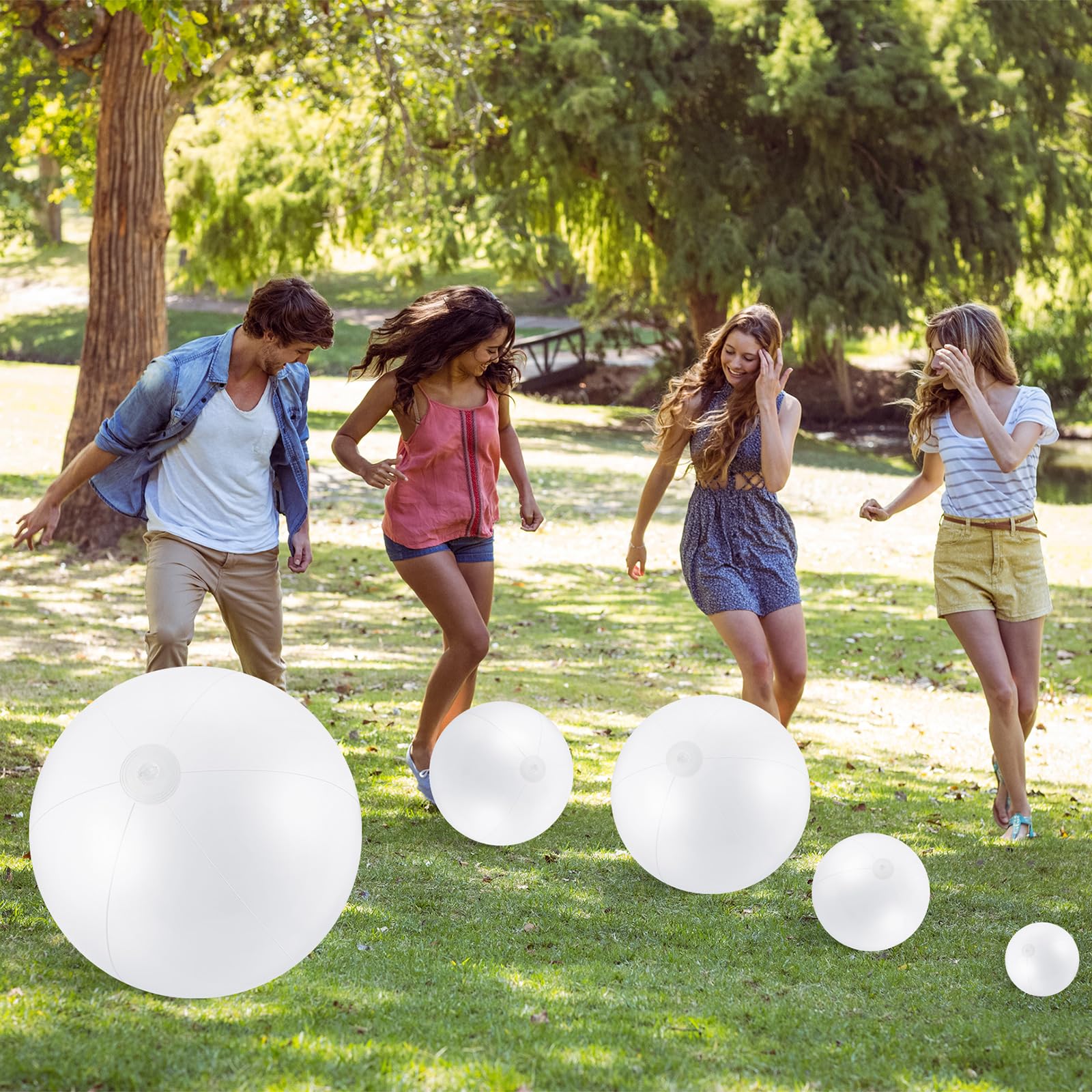 Realspring 36 bolas de playa inflables a granel de 6, 12, 16, 24 y 40 pulgadas, varios tamaños, de PVC, para piscina, para adultos, al aire libre, playa, Hawaii, juegos acuáticos, decoración de fiesta