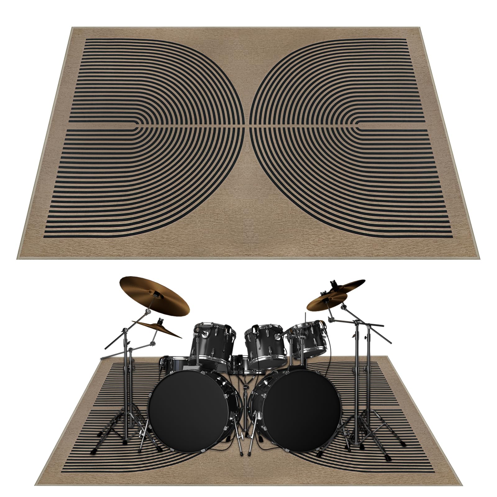 Ythropon Drum Rug 4x6 Ft Electric Drum Set Mat with Non Slip Grip Bottom Soundproof Rainbow Drum Floor Mat Washable Music Rug Tightly Woven Fabric