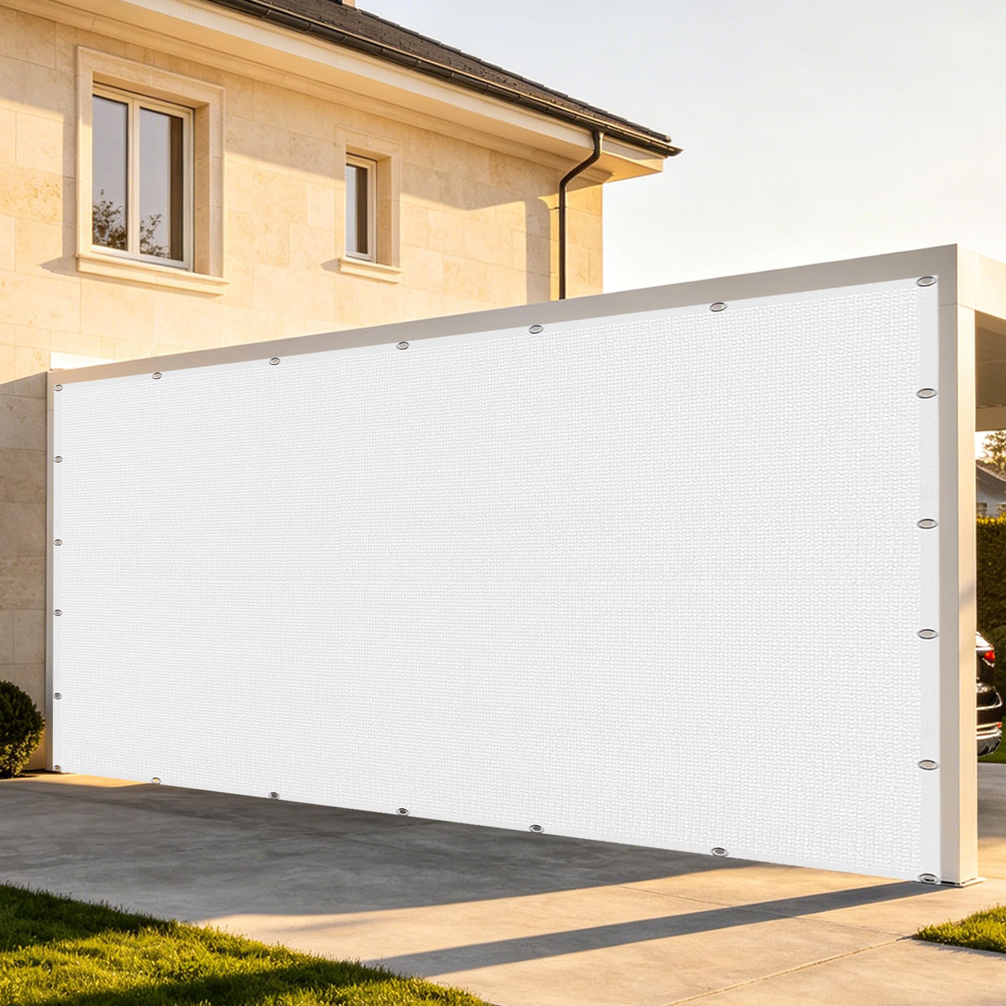 Filet d'ombrage 2.2x4m blanc anti-vent pour éviter les poches d'eau sur pergola