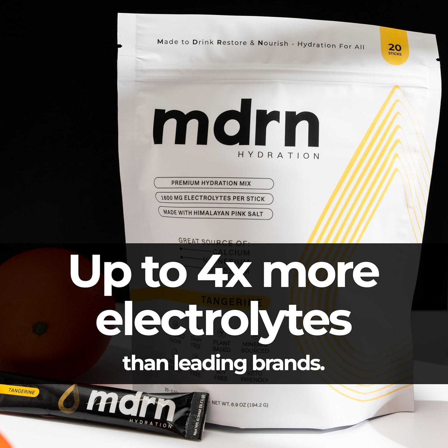 Electrolyte Mix | 1600mg+ Electrolytes w/Pink Himalayan Salt | No Sugar Added (20ct, Tangerine) - Image 3