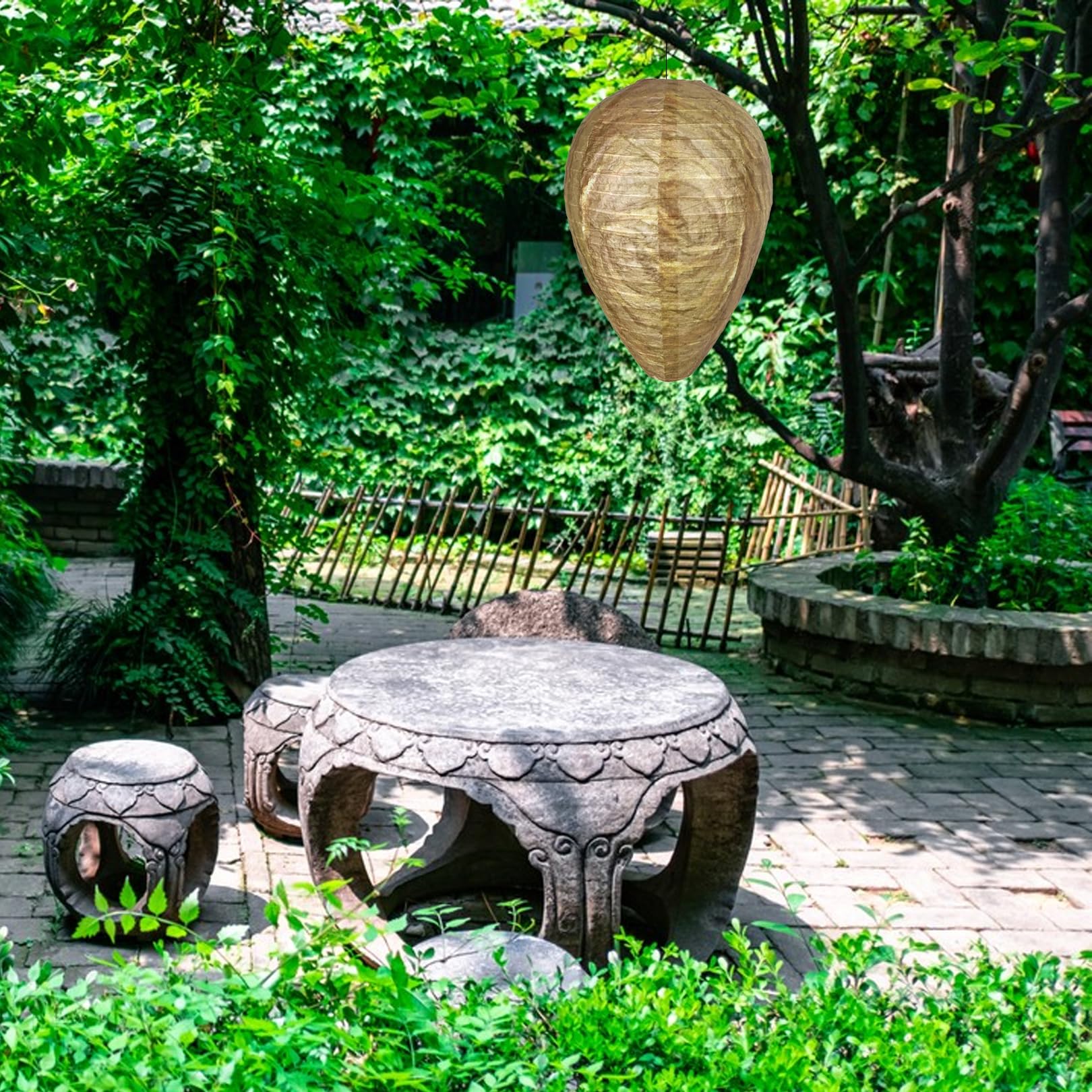2 Unidades Señuelo Nido de Avispas para Colgar Exterior, Repelente Antiavispas Natural, Trampa Visual Disuasoria Falsa para Jardín, Terraza, Camping