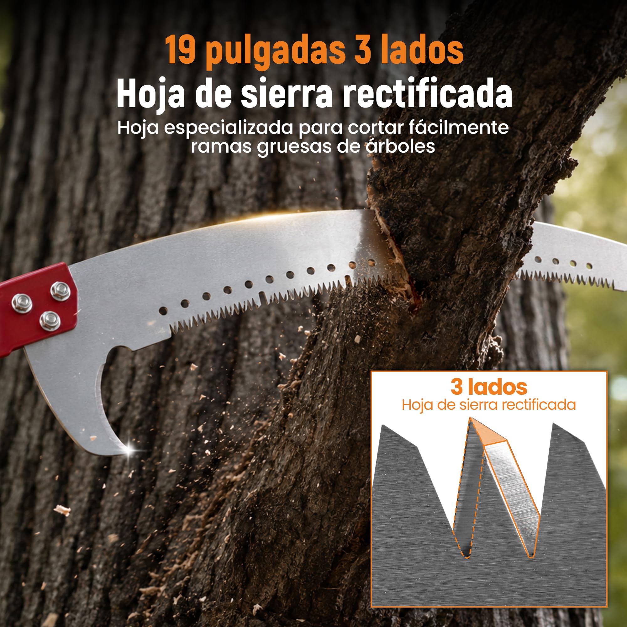 maXpeedingrods Sierra Telescópica Manual para Poda 600cm (1,35-6 m) | Herramienta 4-en-1 con Hoja y Mango Extensible – Sierra de Pértiga y Tijeras de Largo Alcance para Jardín, Huerto y Bosque