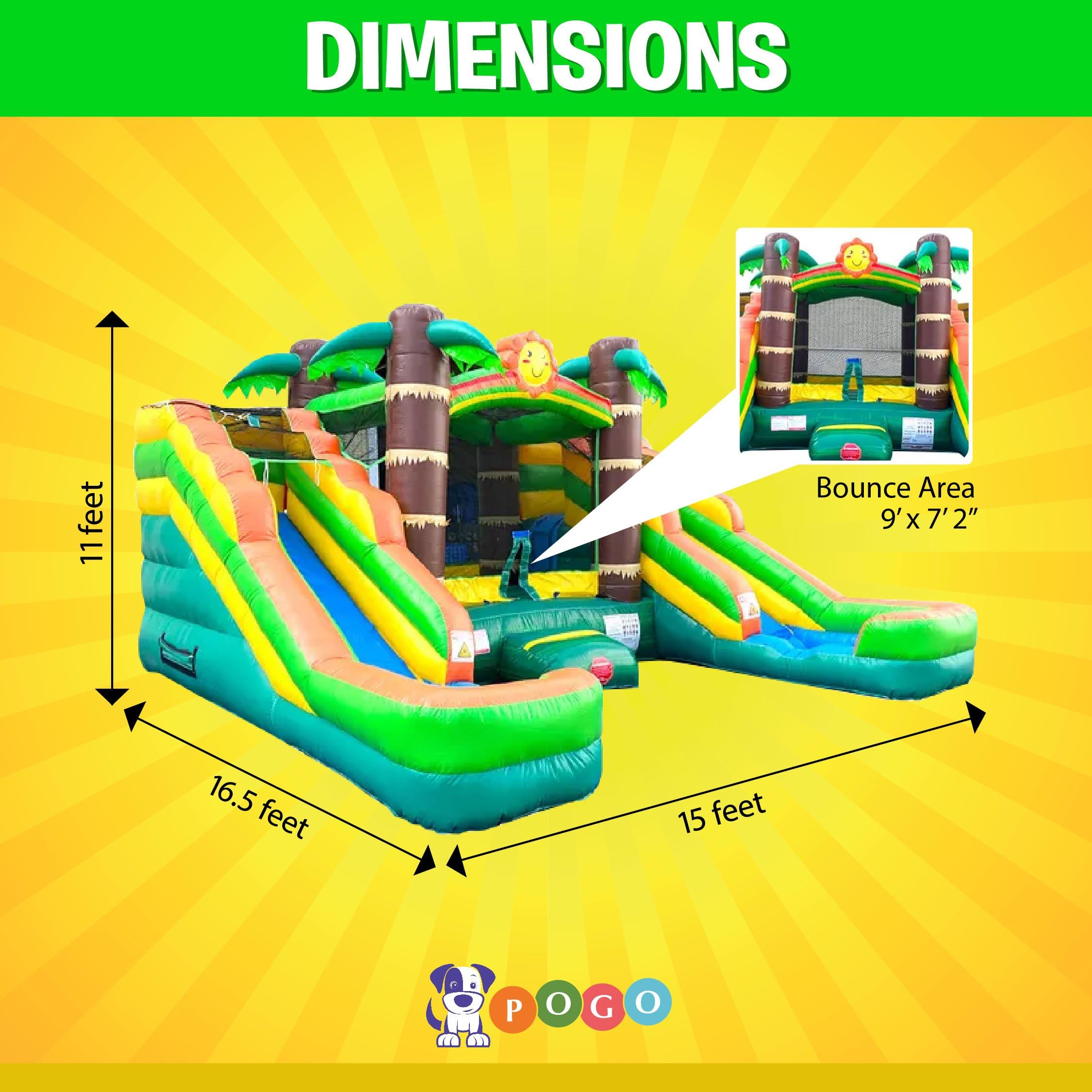 Pogo Bounce Crossover Tropical Inflatable Water Slide Crossover