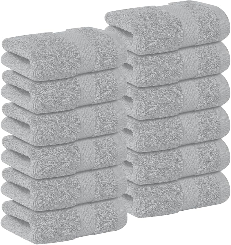 Toalhas de rosto DAN RIVER Highrise, 100% algodão, 12 x 12 polegadas, 550 g/m², pacote com 12