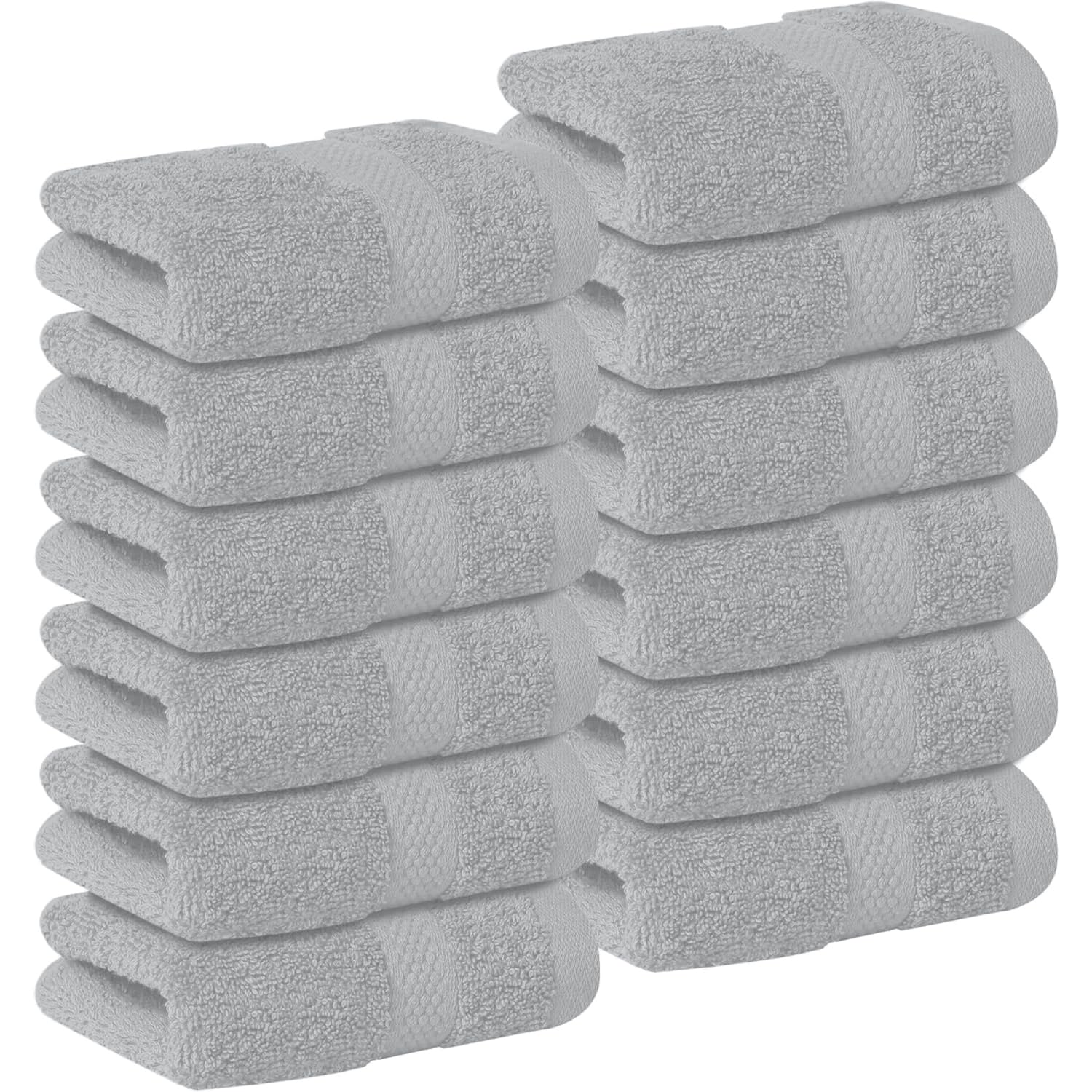 DAN RIVER 12-Pack Premium 100% Cotton Highrise Face Towels for Bathroom - Reusable Face Wash Cloths for Showering 12x12 Inches - 550 GSM Super Soft &amp; Absorbent Luxury WashCloths for Body, Spa &amp; Gym