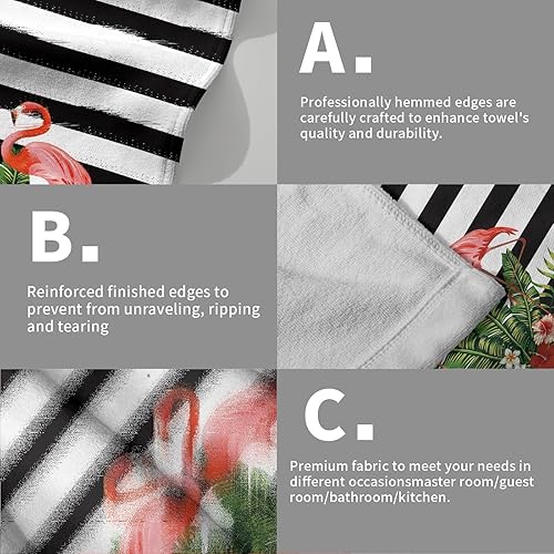 Vista 324 de Toallas de mano en blanco y negro – Toallas clásicas a rayas blancas y negras, toallas de baño modernas y sencillas, toallas de baño absorbentes