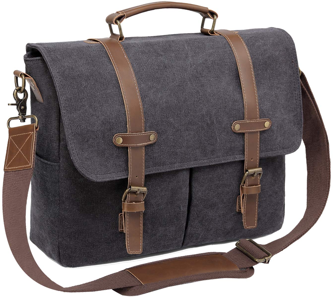 Laptop Messenger Bag for Men, Chasechic Canvas Mens Business Satchel Shoulder Bag Waterproof 15.6 Inch Laptop Briefcase