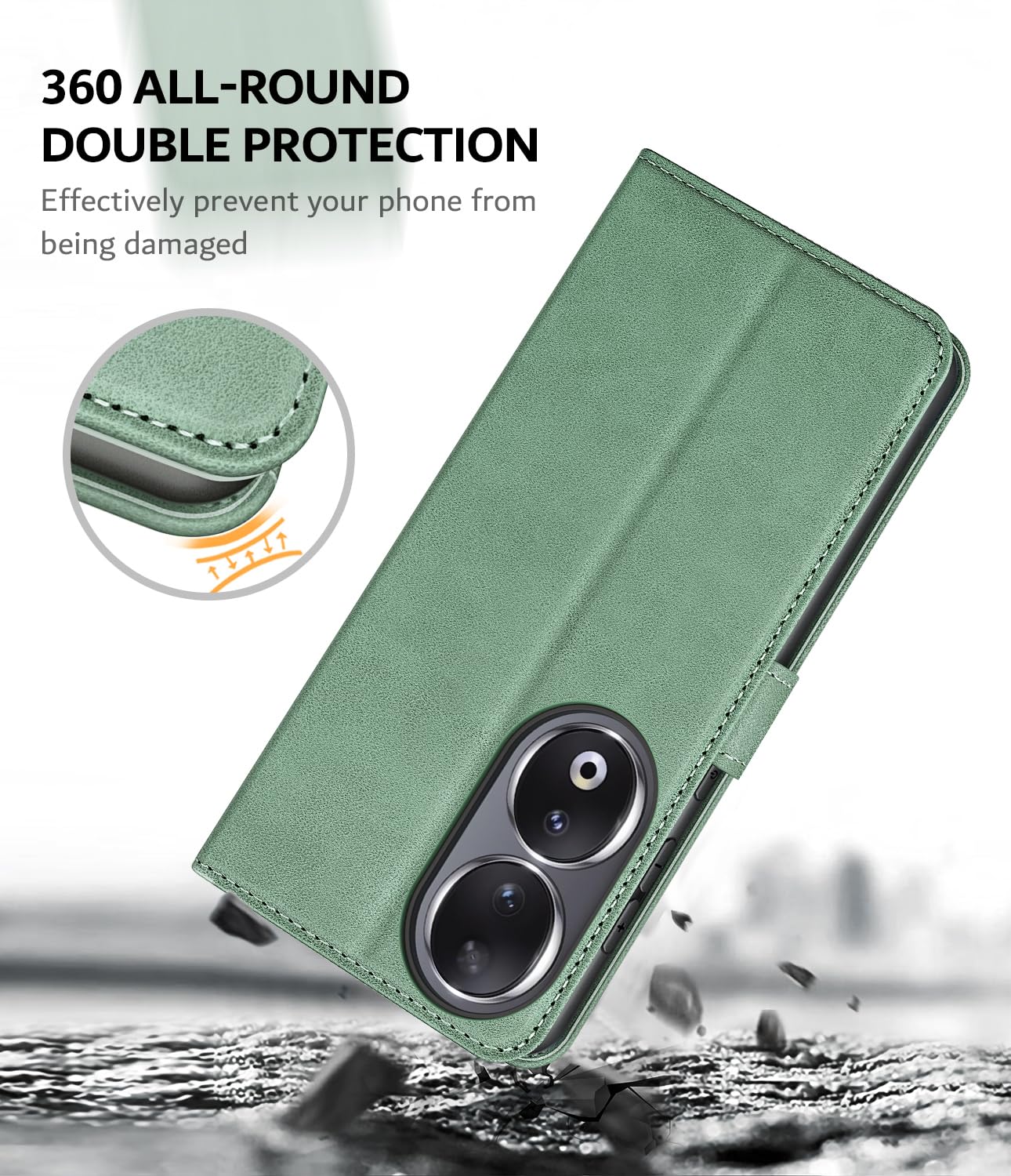 Custodia Portafoglio per Honor 90 Pro 5G, in Pelle PU con
